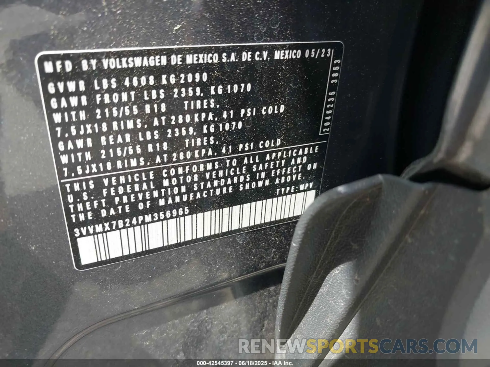 9 Photograph of a damaged car 3VVMX7B24PM356965 VOLKSWAGEN TAOS 2023