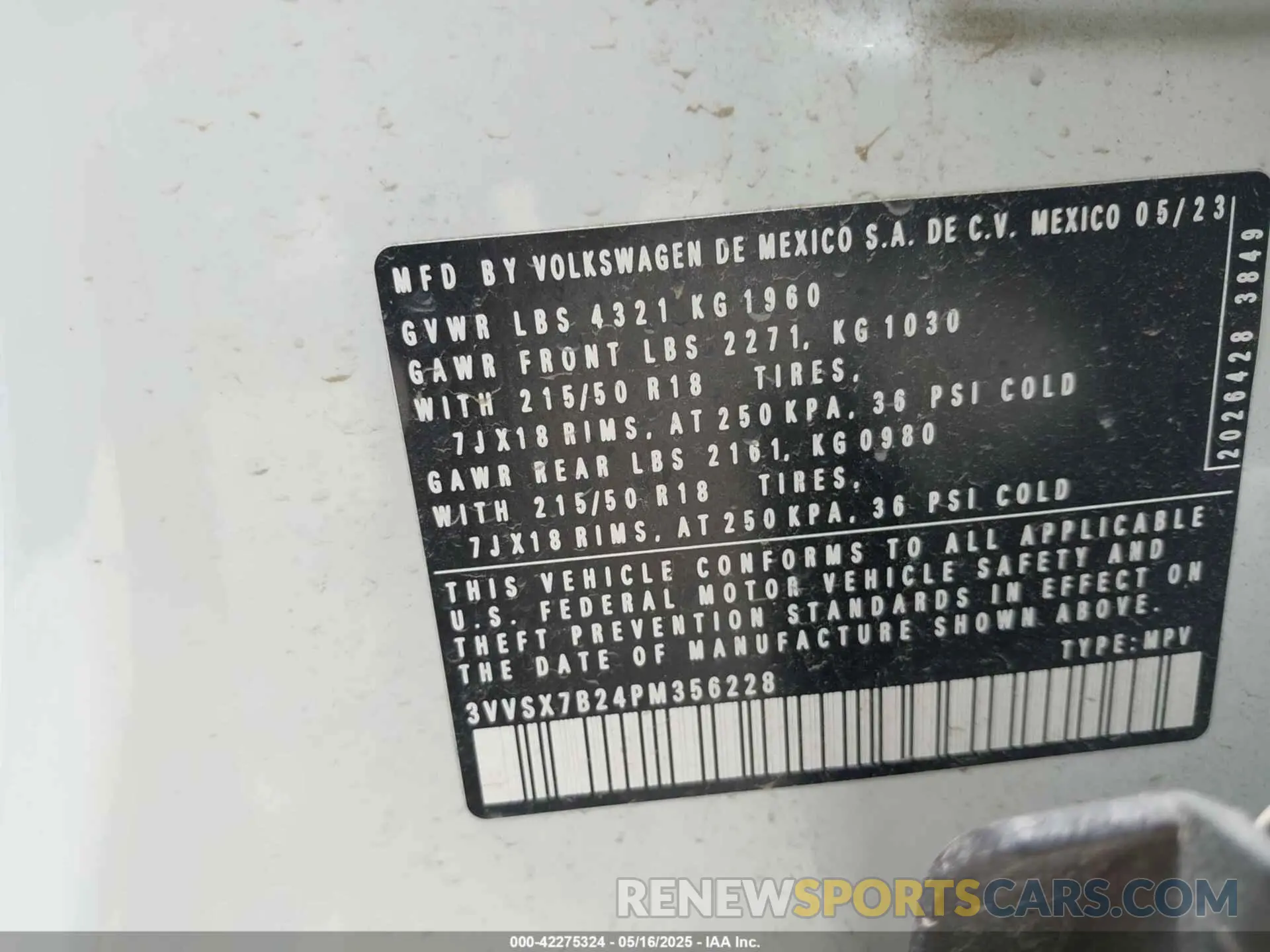 9 Photograph of a damaged car 3VVSX7B24PM356228 VOLKSWAGEN TAOS 2023