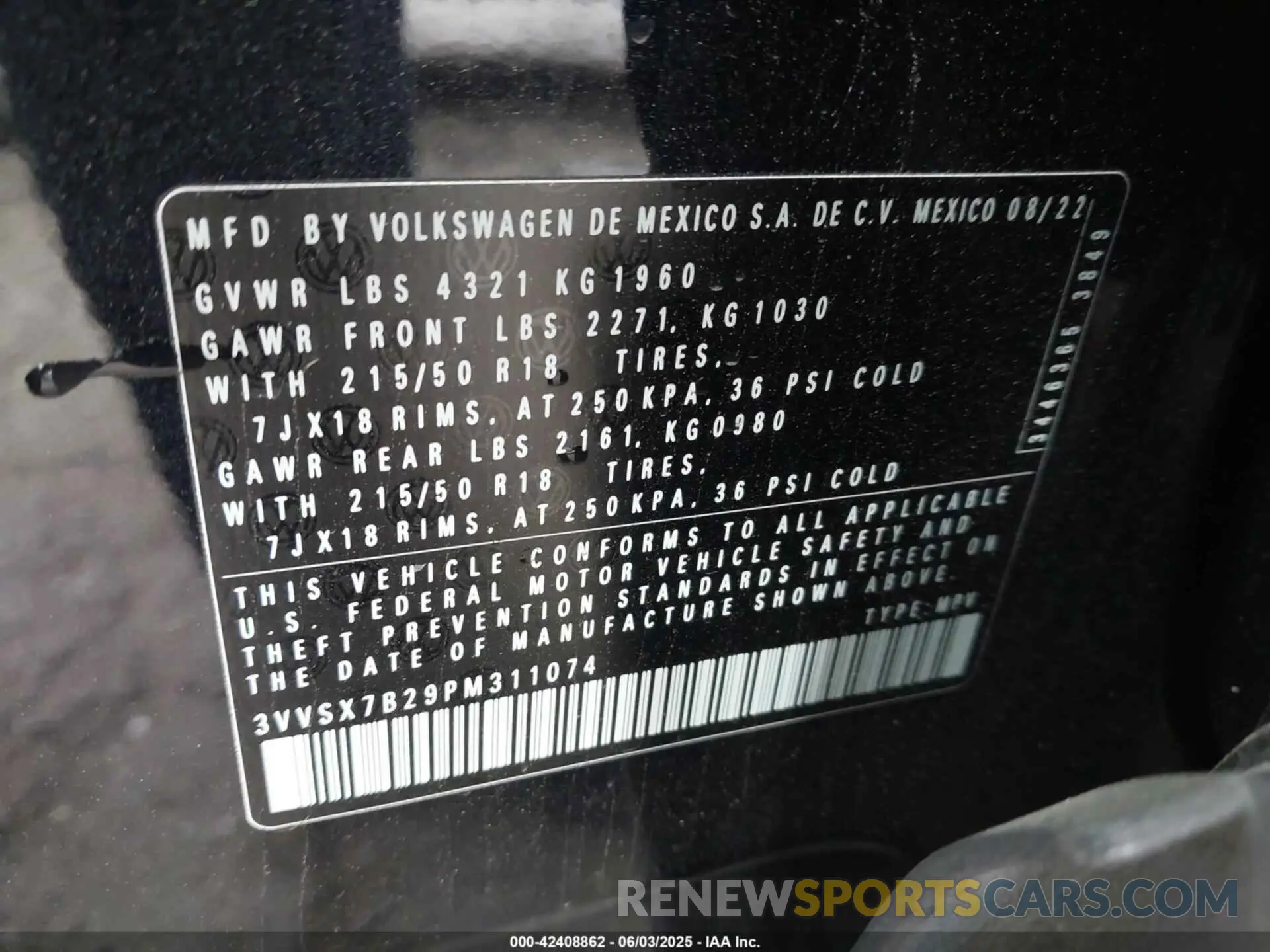 9 Photograph of a damaged car 3VVSX7B29PM311074 VOLKSWAGEN TAOS 2023