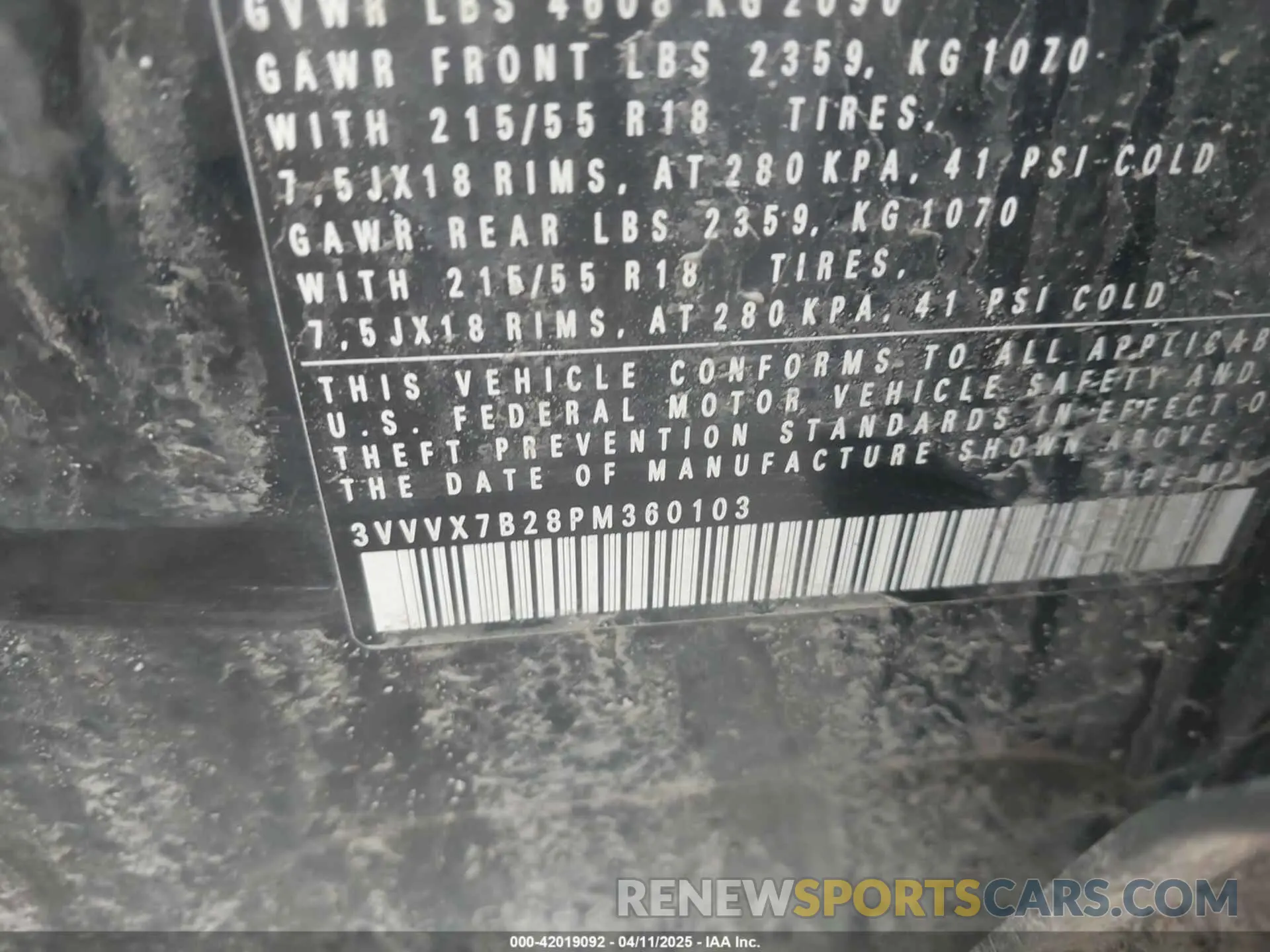 9 Photograph of a damaged car 3VVVX7B28PM360103 VOLKSWAGEN TAOS 2023