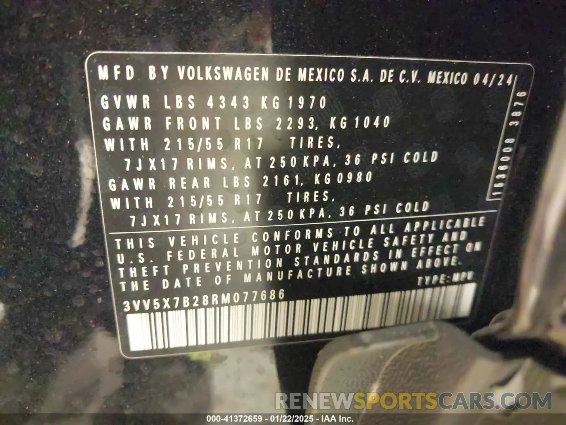 9 Photograph of a damaged car 3VV5X7B28RM077686 VOLKSWAGEN TAOS 2024