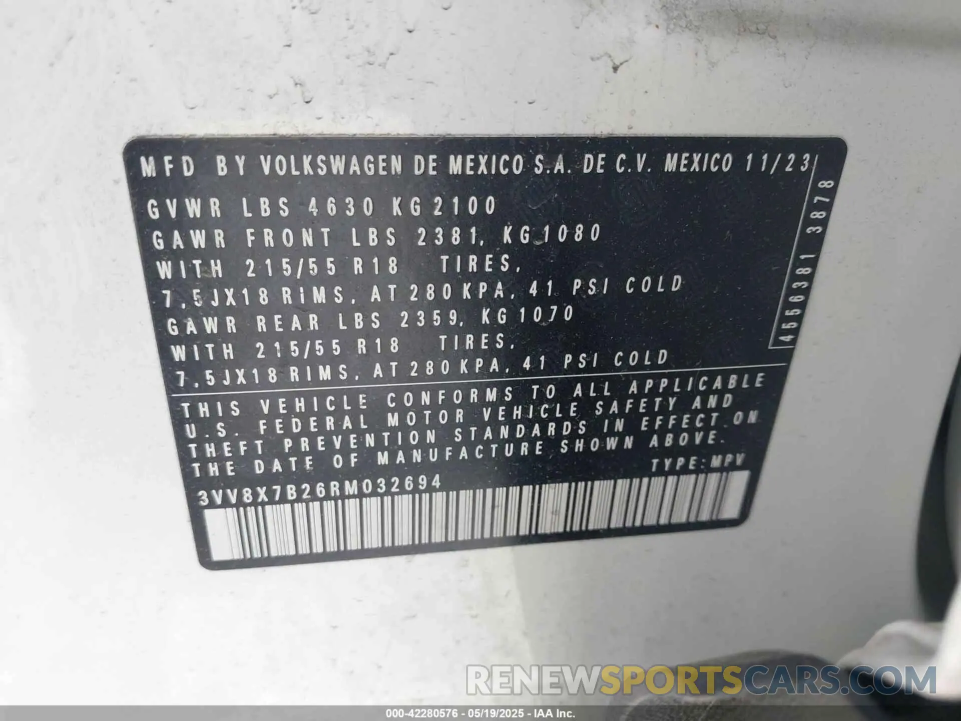9 Photograph of a damaged car 3VV8X7B26RM032694 VOLKSWAGEN TAOS 2024