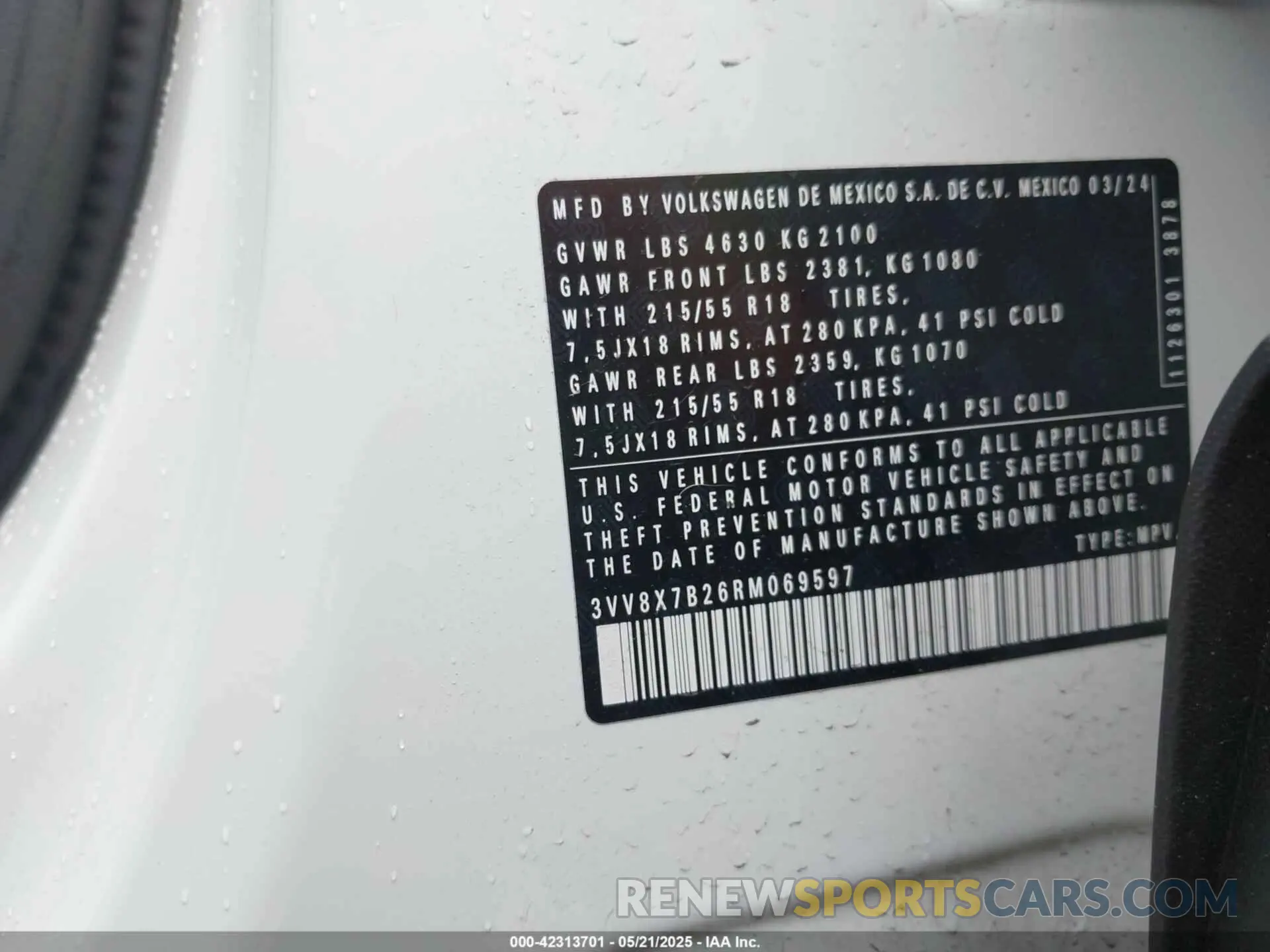 9 Photograph of a damaged car 3VV8X7B26RM069597 VOLKSWAGEN TAOS 2024