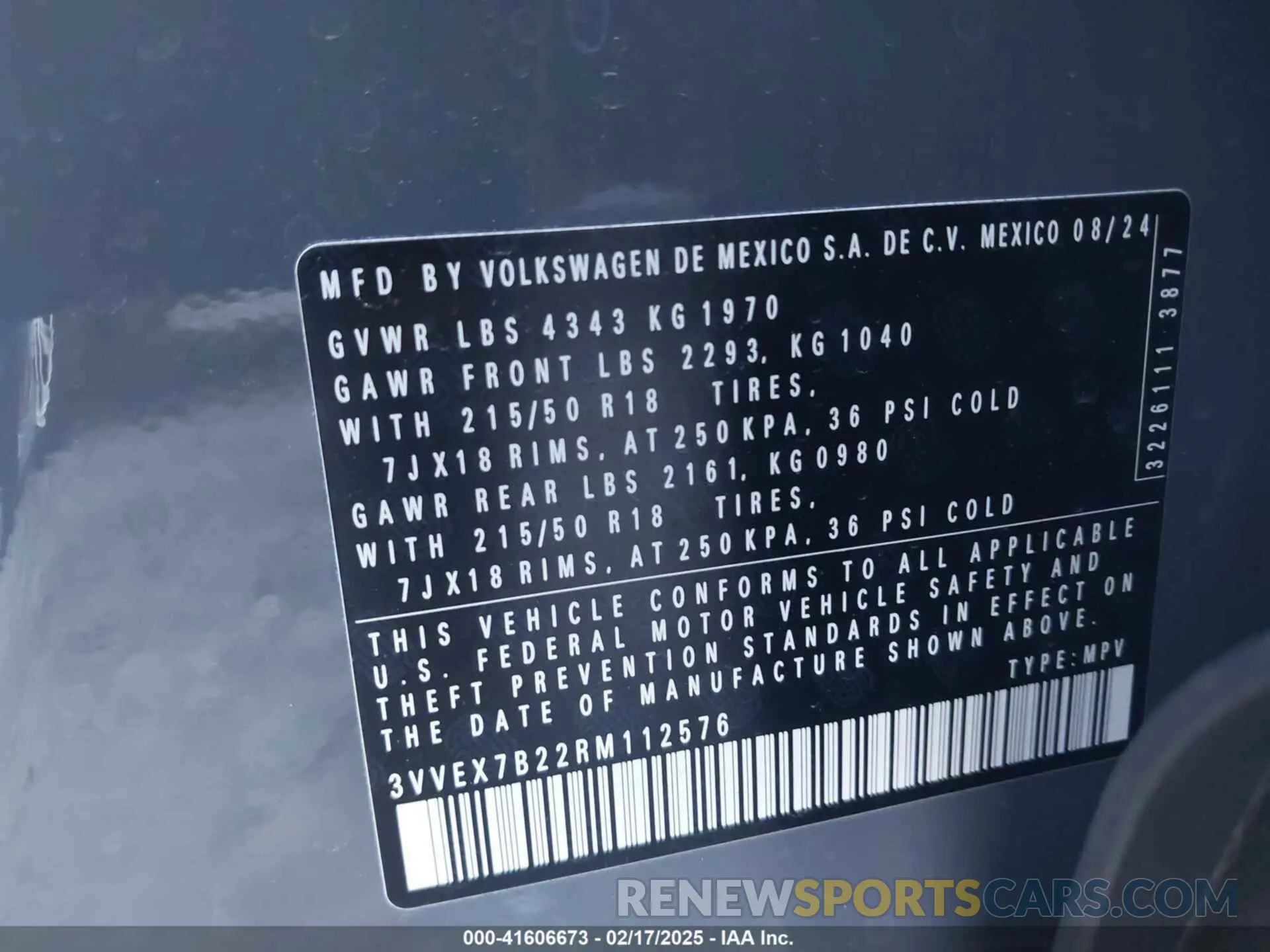 9 Photograph of a damaged car 3VVEX7B22RM112576 VOLKSWAGEN TAOS 2024