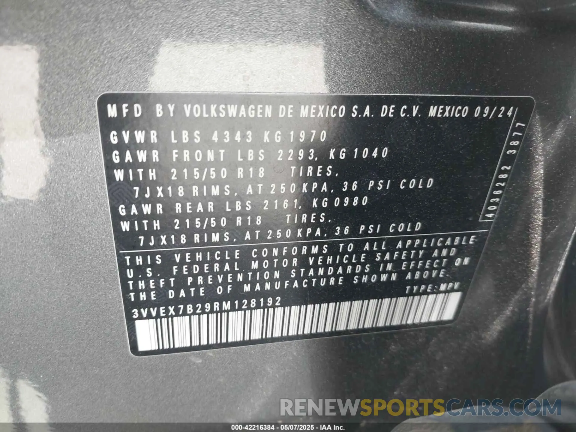 9 Photograph of a damaged car 3VVEX7B29RM128192 VOLKSWAGEN TAOS 2024