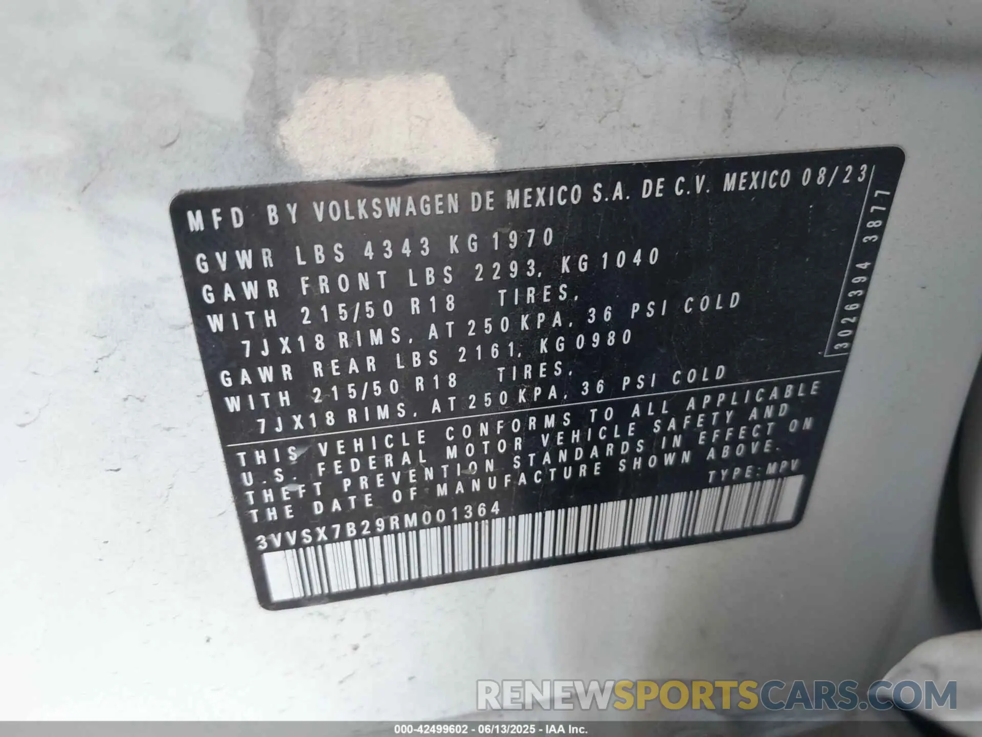 9 Photograph of a damaged car 3VVSX7B29RM001364 VOLKSWAGEN TAOS 2024