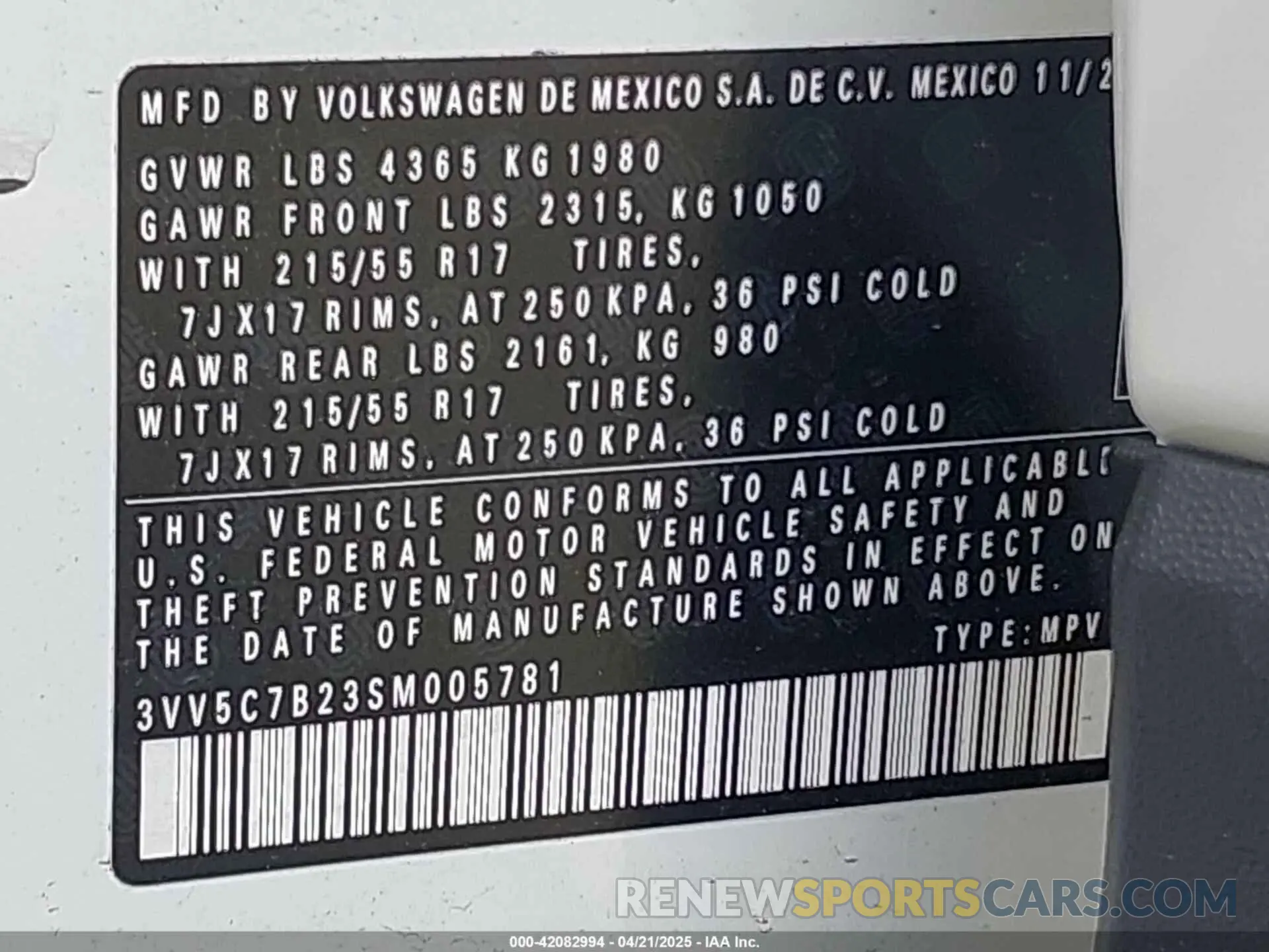 9 Photograph of a damaged car 3VV5C7B23SM005781 VOLKSWAGEN TAOS 2025