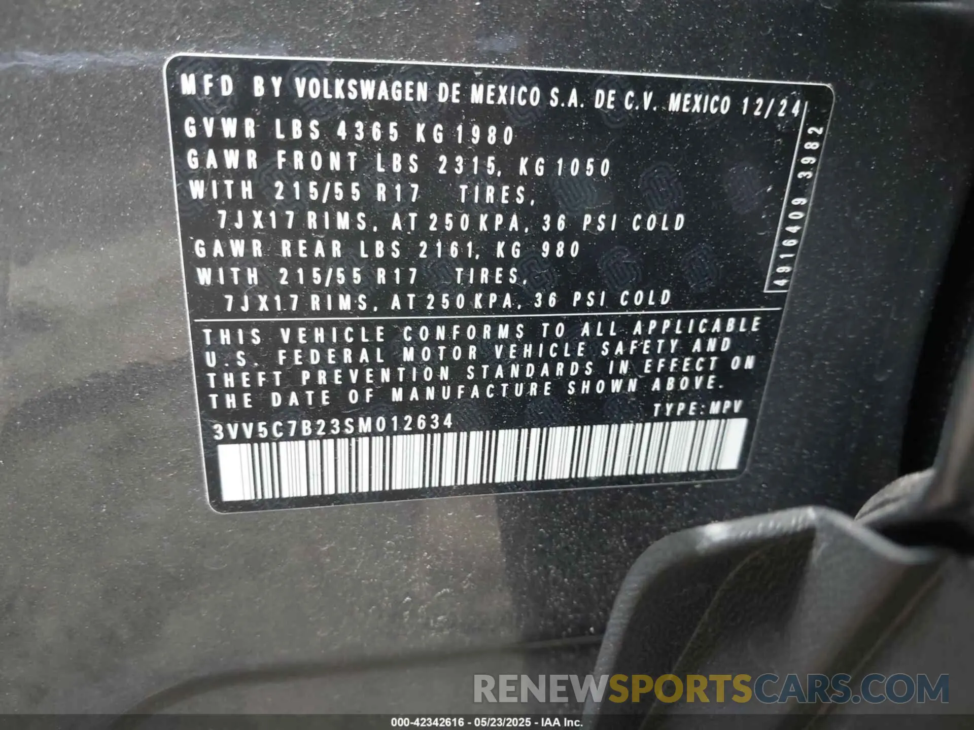 9 Photograph of a damaged car 3VV5C7B23SM012634 VOLKSWAGEN TAOS 2025