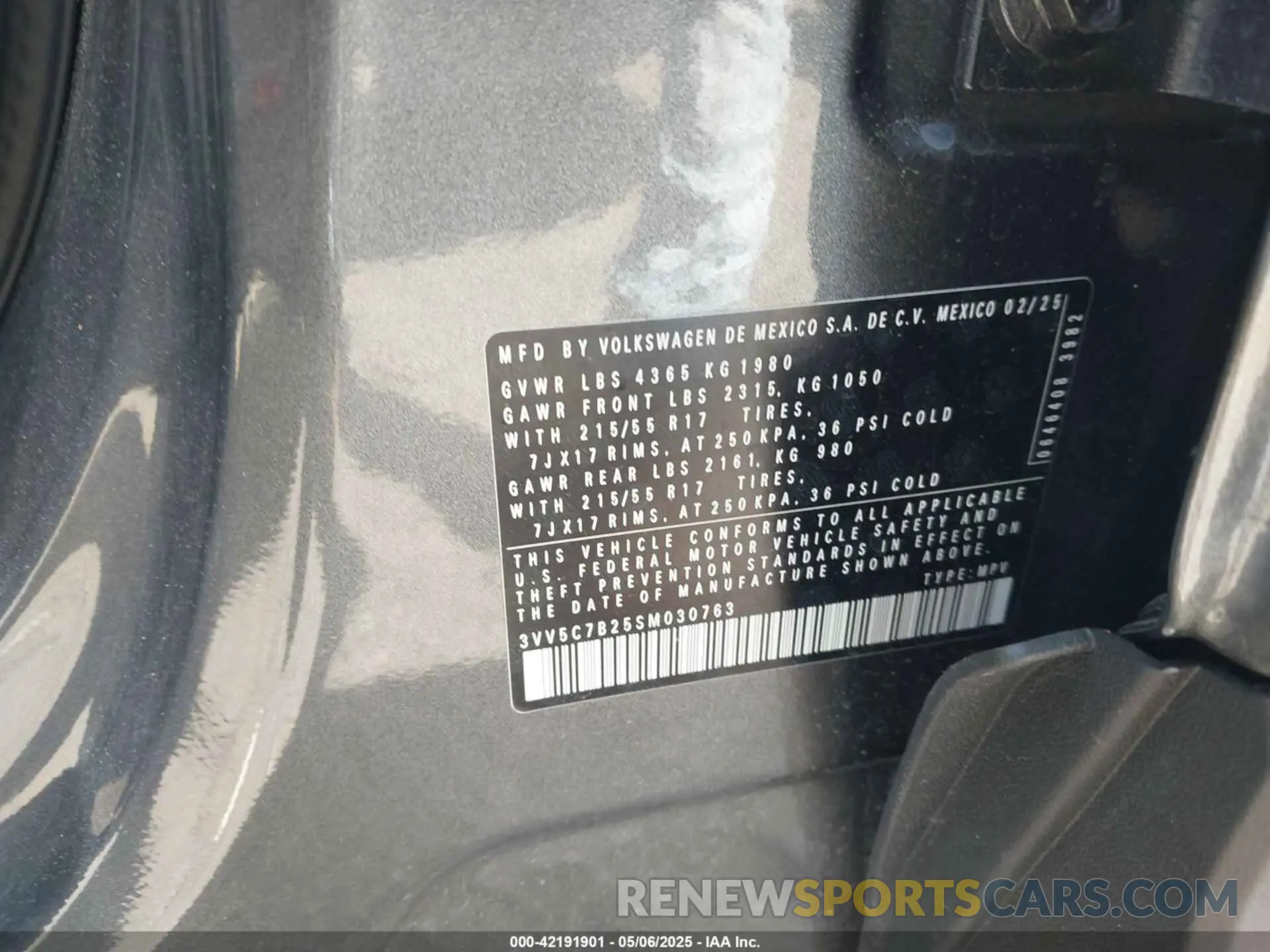 9 Photograph of a damaged car 3VV5C7B25SM030763 VOLKSWAGEN TAOS 2025