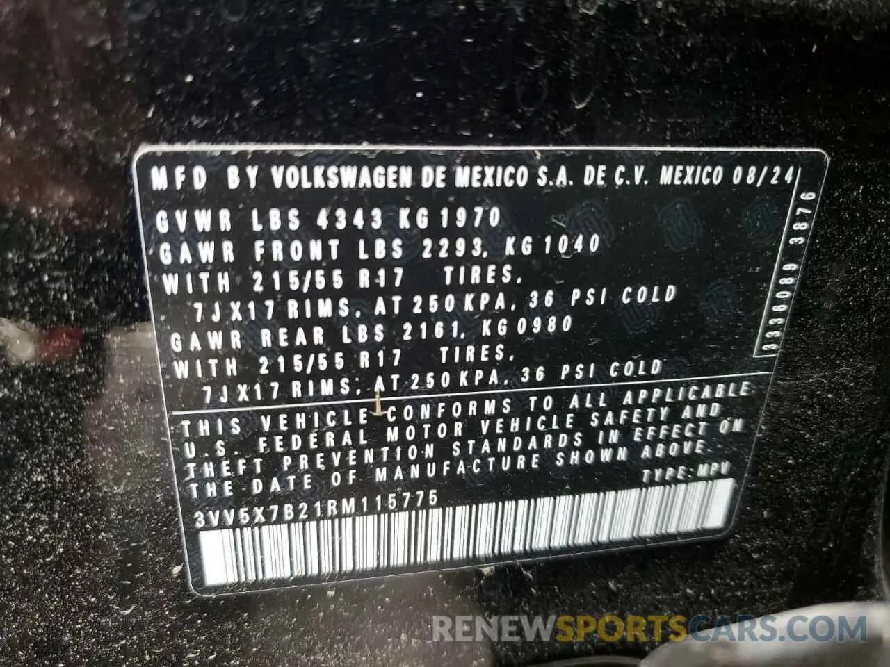 13 Photograph of a damaged car 3VV5X7B21RM115775 VOLKSWAGEN TAOS S 2024