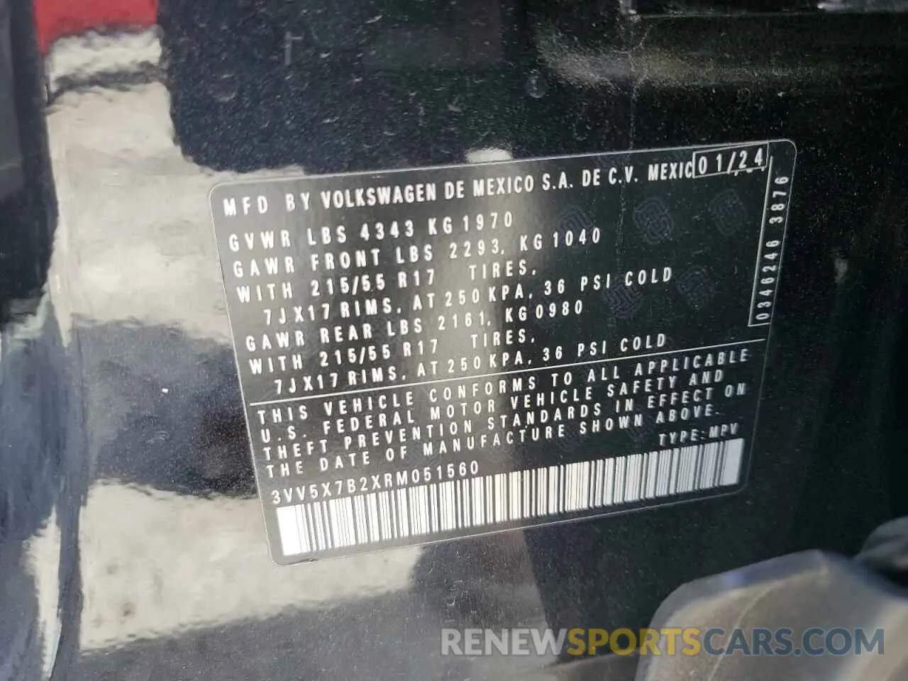 15 Photograph of a damaged car 3VV5X7B2XRM051560 VOLKSWAGEN TAOS S 2024