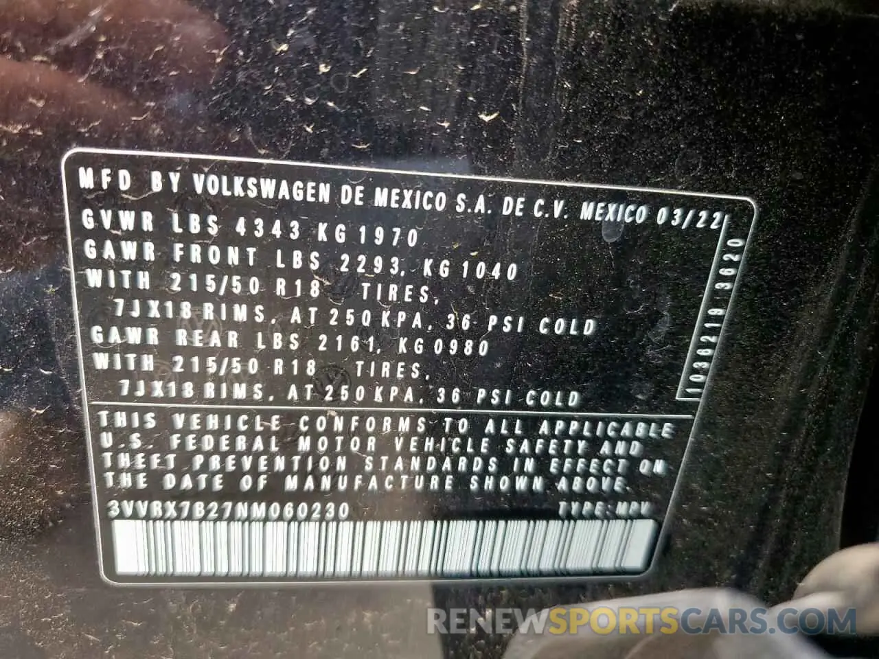 14 Photograph of a damaged car 3VVRX7B27NM060230 VOLKSWAGEN TAOS SE 2022