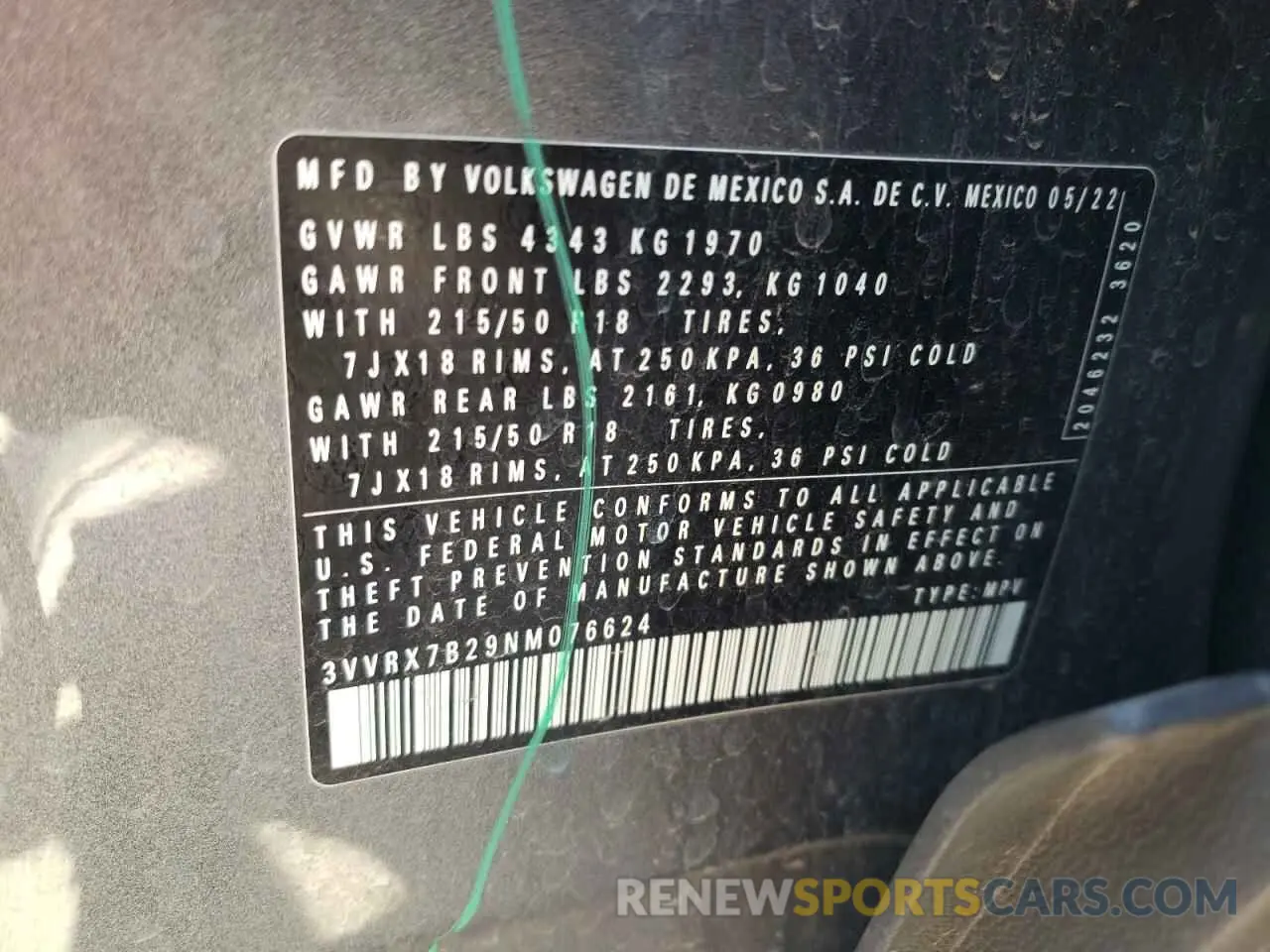 14 Photograph of a damaged car 3VVRX7B29NM076624 VOLKSWAGEN TAOS SE 2022