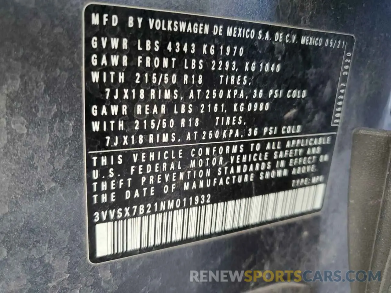 13 Photograph of a damaged car 3VVSX7B21NM011932 VOLKSWAGEN TAOS SE 2022