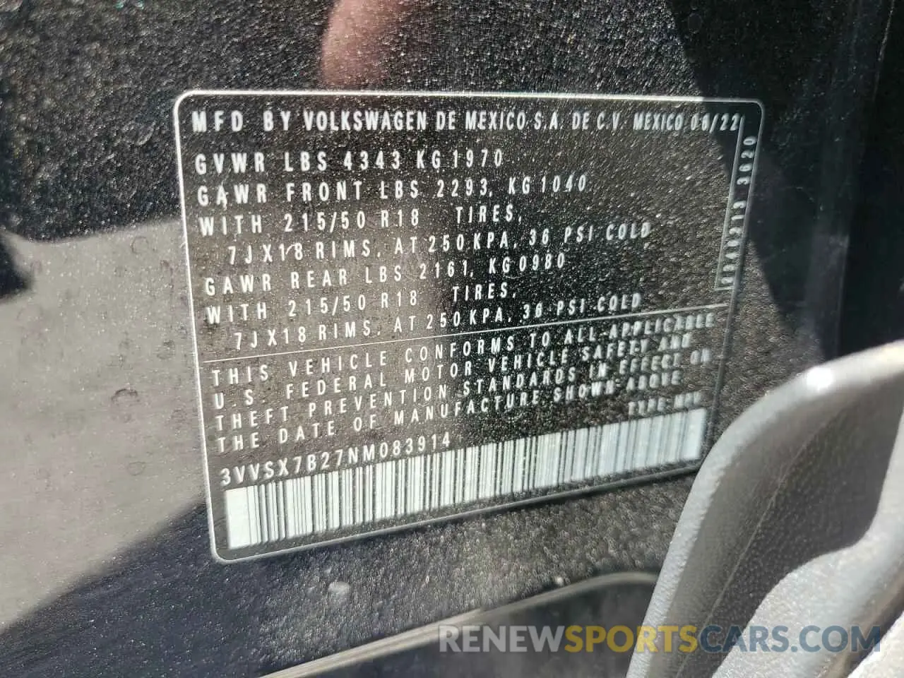13 Photograph of a damaged car 3VVSX7B27NM083914 VOLKSWAGEN TAOS SE 2022