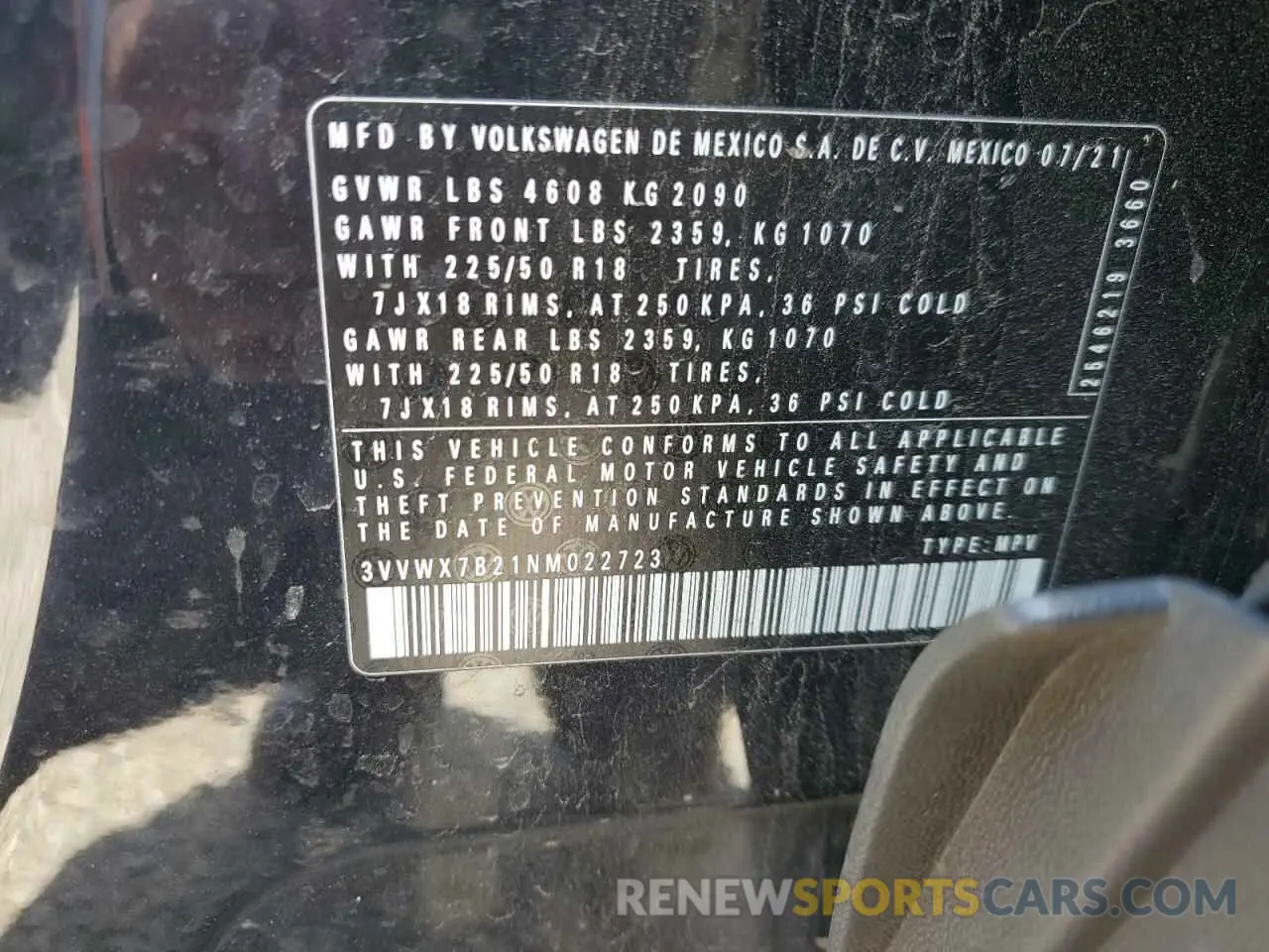 15 Photograph of a damaged car 3VVWX7B21NM022723 VOLKSWAGEN TAOS SE 2022