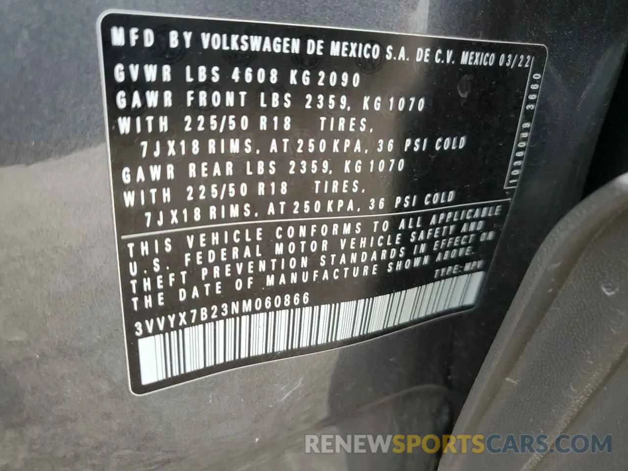 14 Photograph of a damaged car 3VVYX7B23NM060866 VOLKSWAGEN TAOS SE 2022