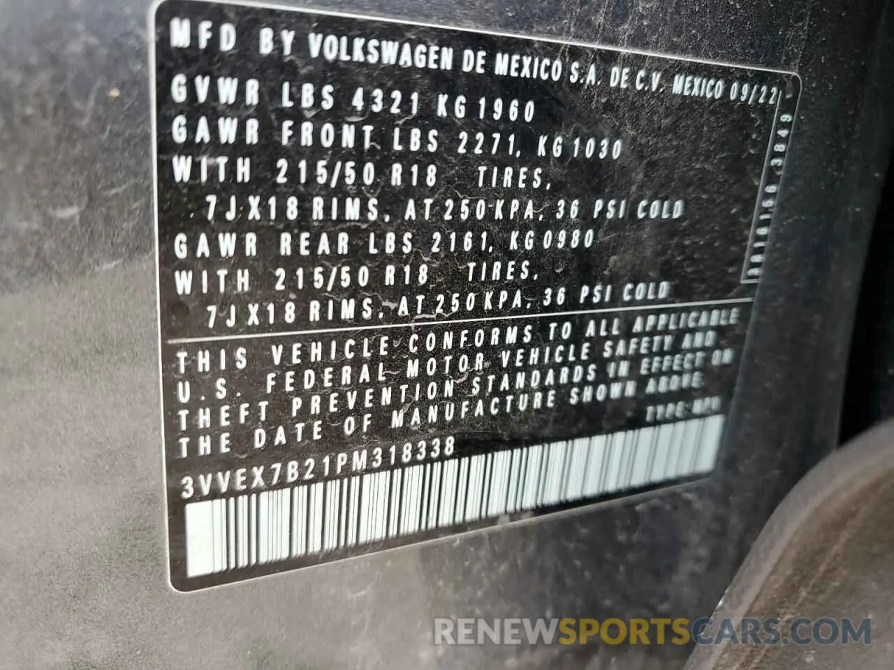 14 Photograph of a damaged car 3VVEX7B21PM318338 VOLKSWAGEN TAOS SE 2023