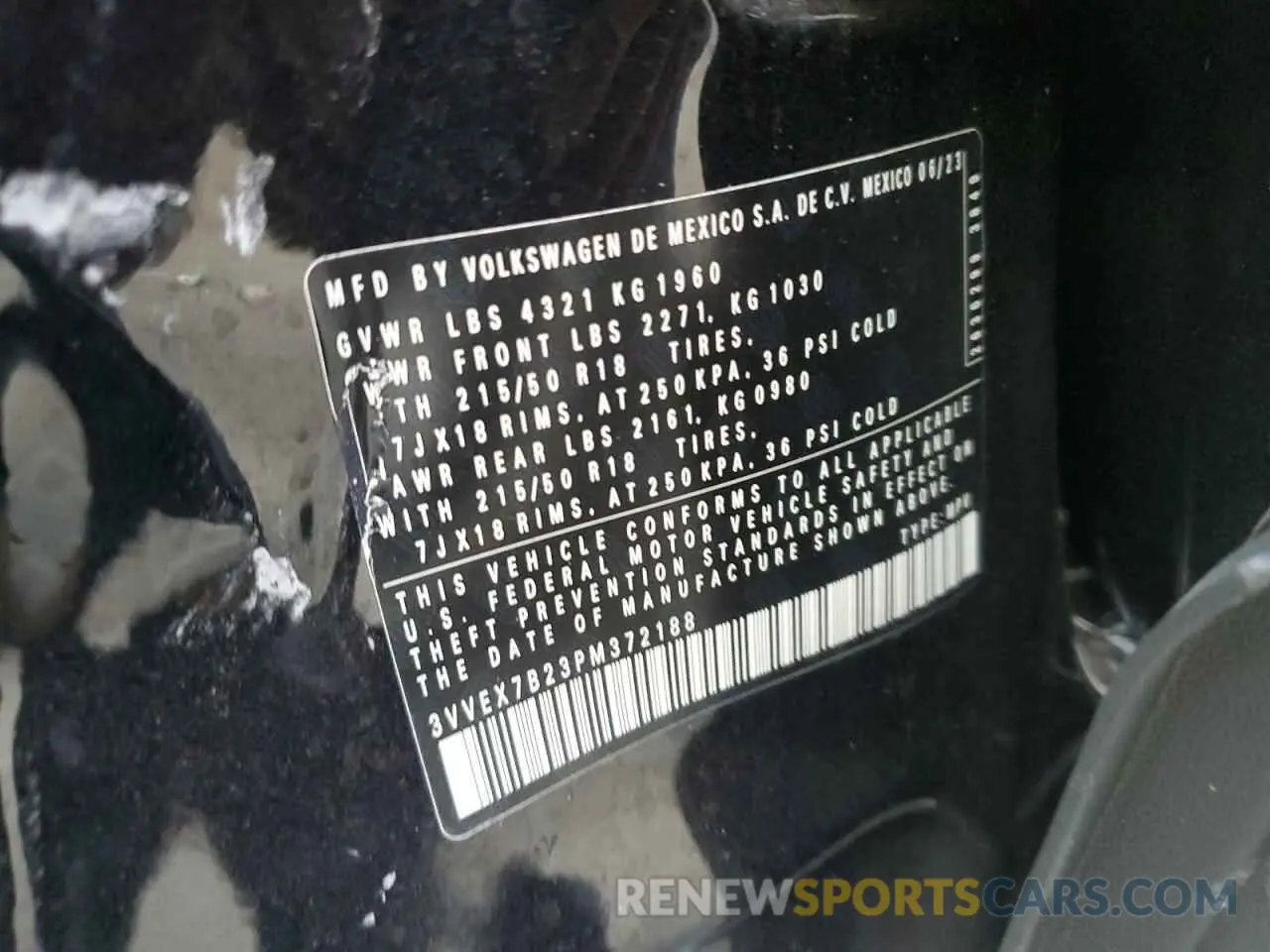 14 Photograph of a damaged car 3VVEX7B23PM372188 VOLKSWAGEN TAOS SE 2023