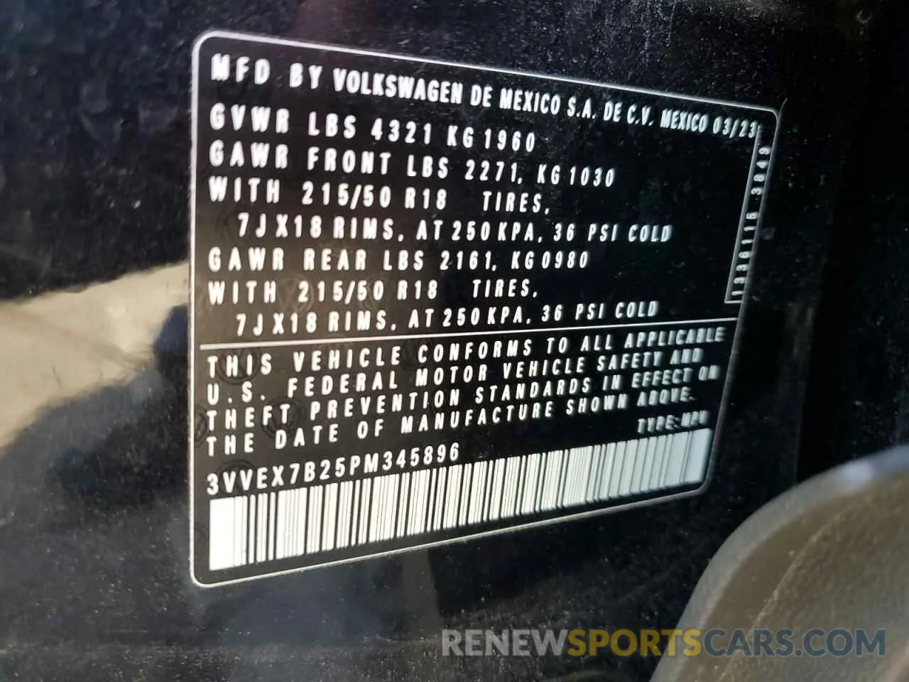 13 Photograph of a damaged car 3VVEX7B25PM345896 VOLKSWAGEN TAOS SE 2023