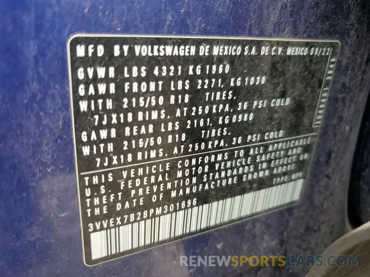 14 Photograph of a damaged car 3VVEX7B28PM301696 VOLKSWAGEN TAOS SE 2023