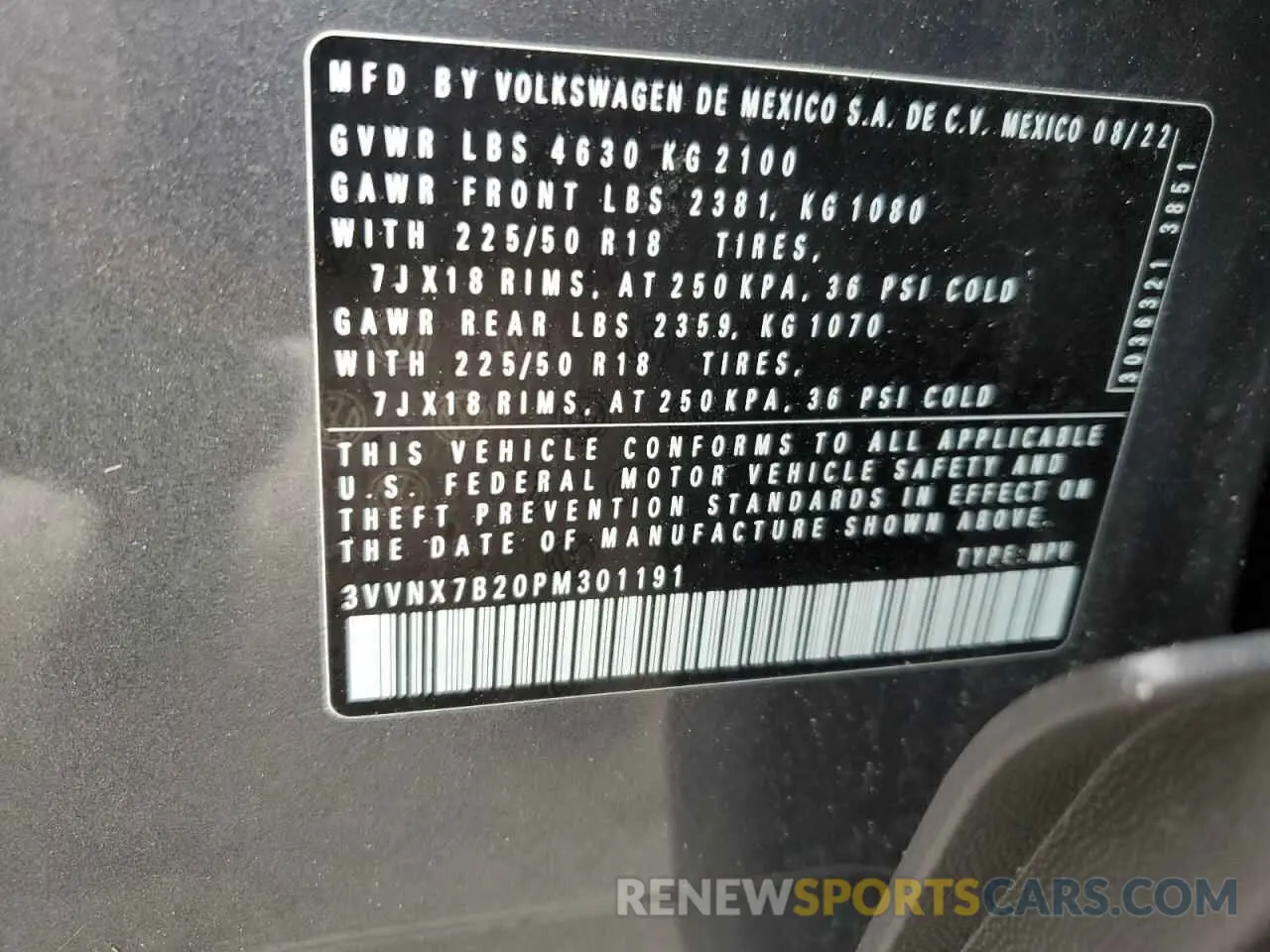 14 Photograph of a damaged car 3VVNX7B20PM301191 VOLKSWAGEN TAOS SE 2023