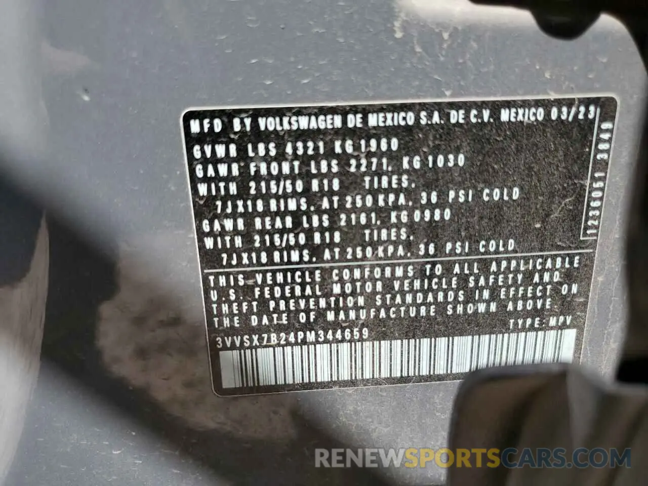 14 Photograph of a damaged car 3VVSX7B24PM344659 VOLKSWAGEN TAOS SE 2023