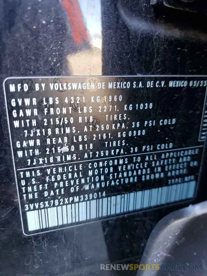 13 Photograph of a damaged car 3VVSX7B2XPM339014 VOLKSWAGEN TAOS SE 2023
