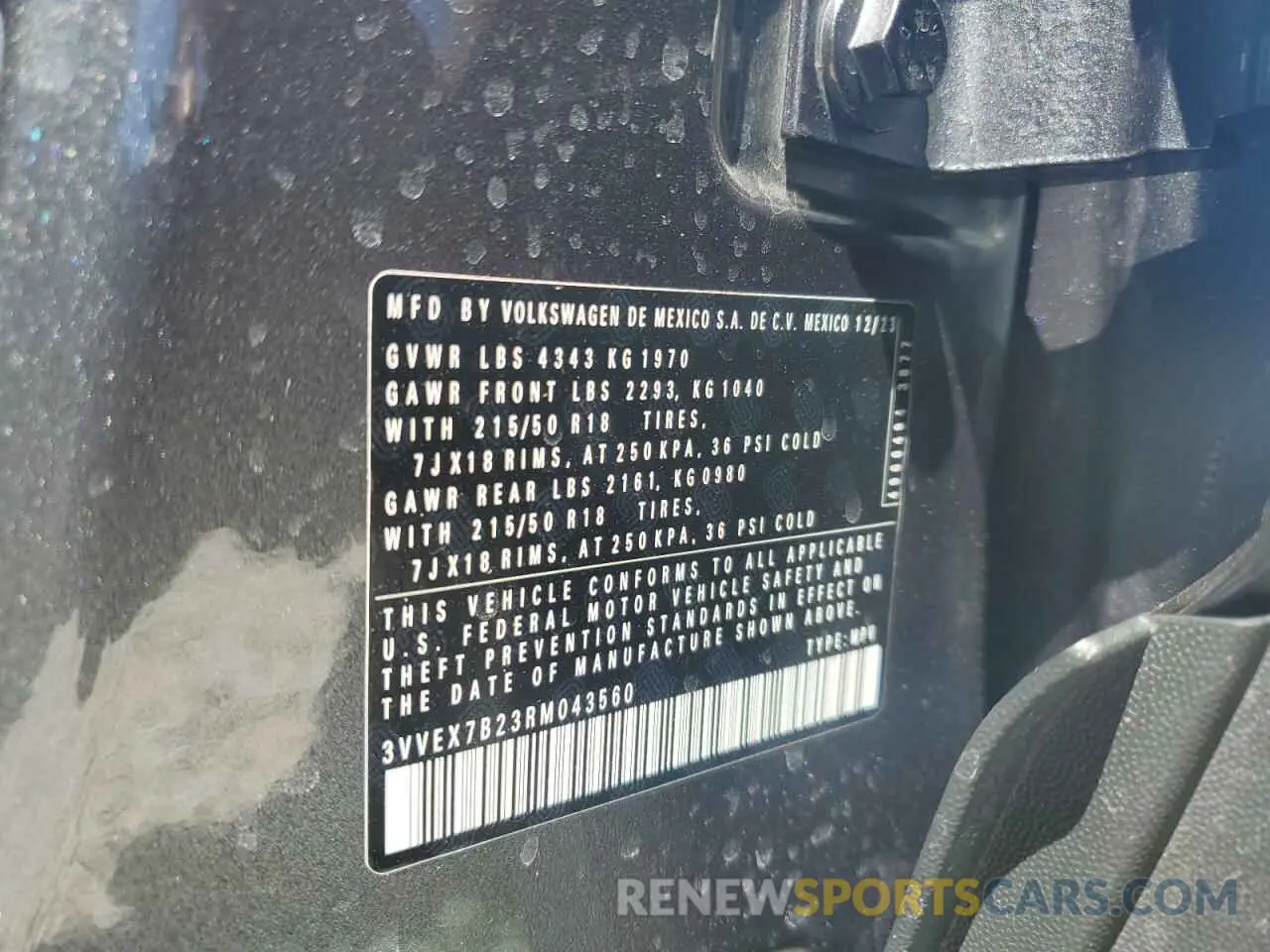 12 Photograph of a damaged car 3VVEX7B23RM043560 VOLKSWAGEN TAOS SE 2024