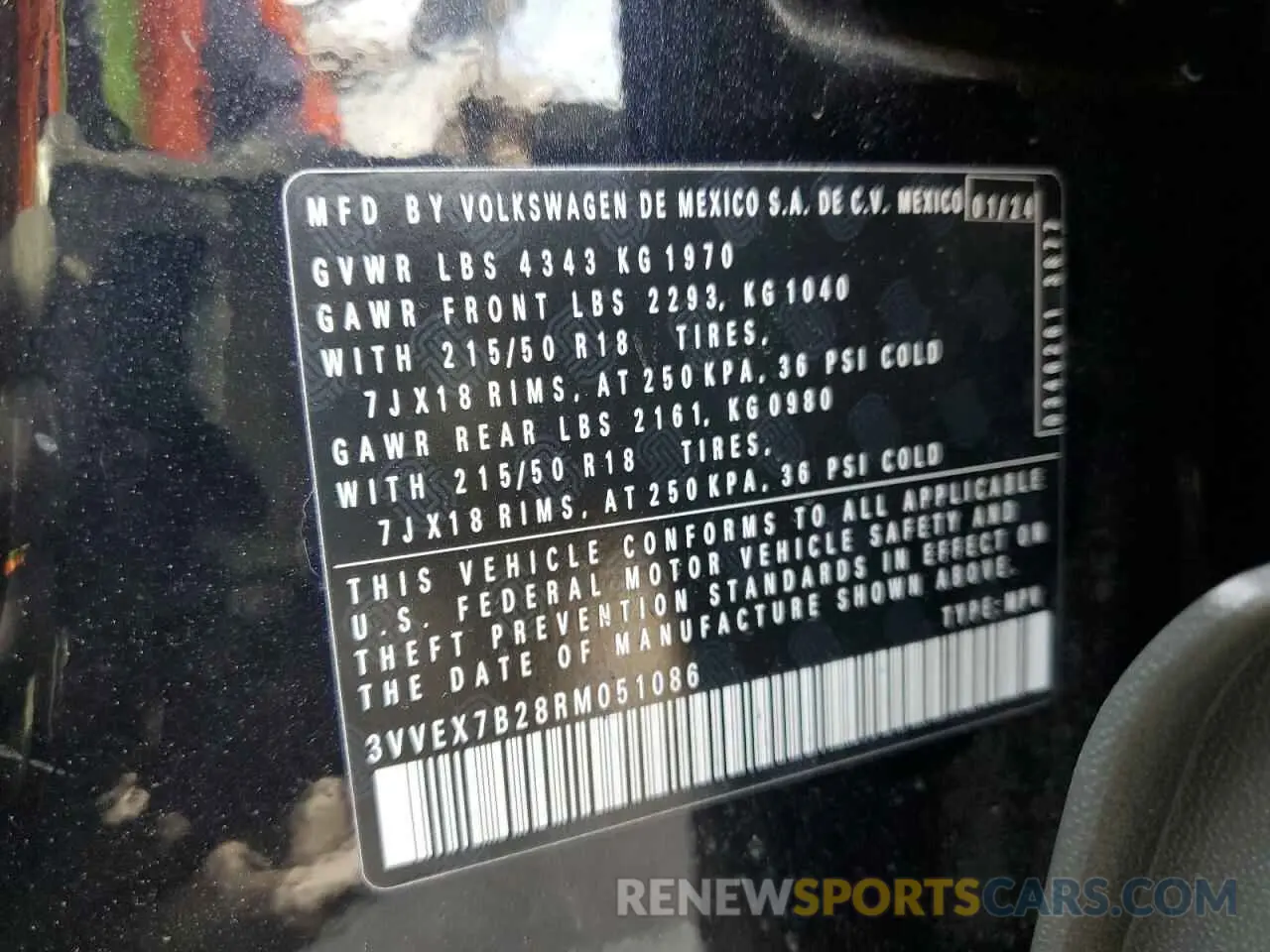13 Photograph of a damaged car 3VVEX7B28RM051086 VOLKSWAGEN TAOS SE 2024