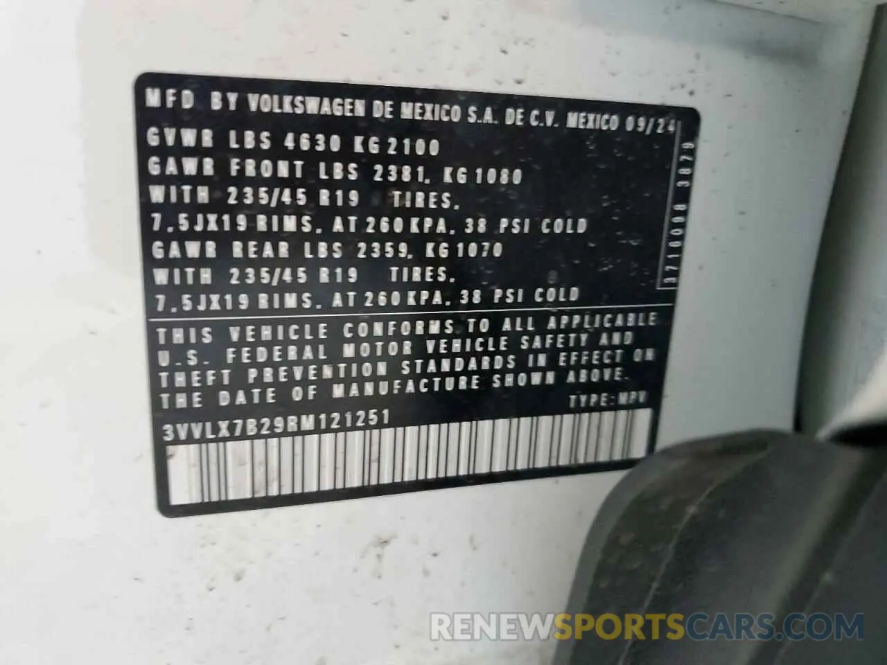 15 Photograph of a damaged car 3VVLX7B29RM121251 VOLKSWAGEN TAOS SE 2024