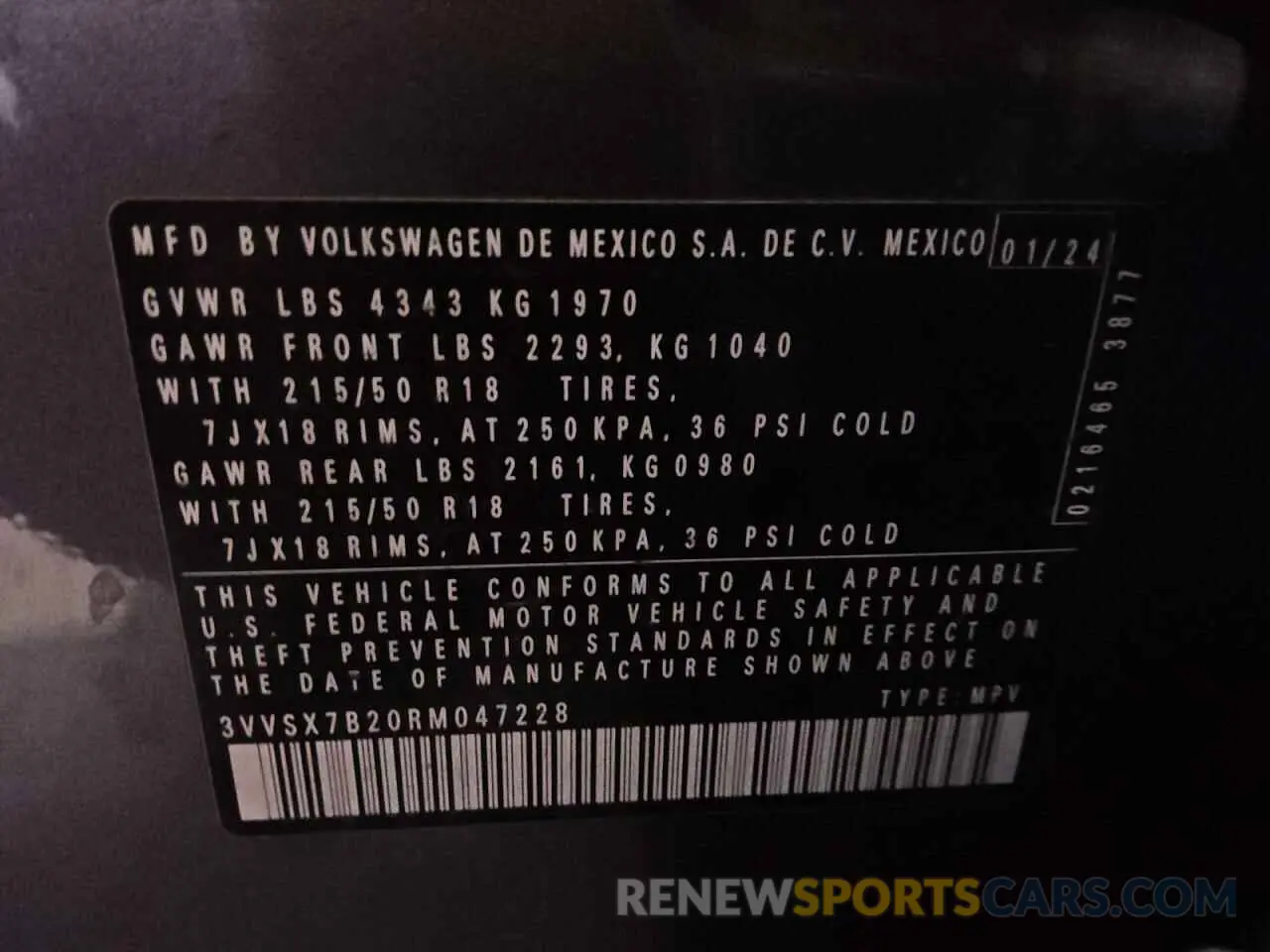 13 Photograph of a damaged car 3VVSX7B20RM047228 VOLKSWAGEN TAOS SE 2024