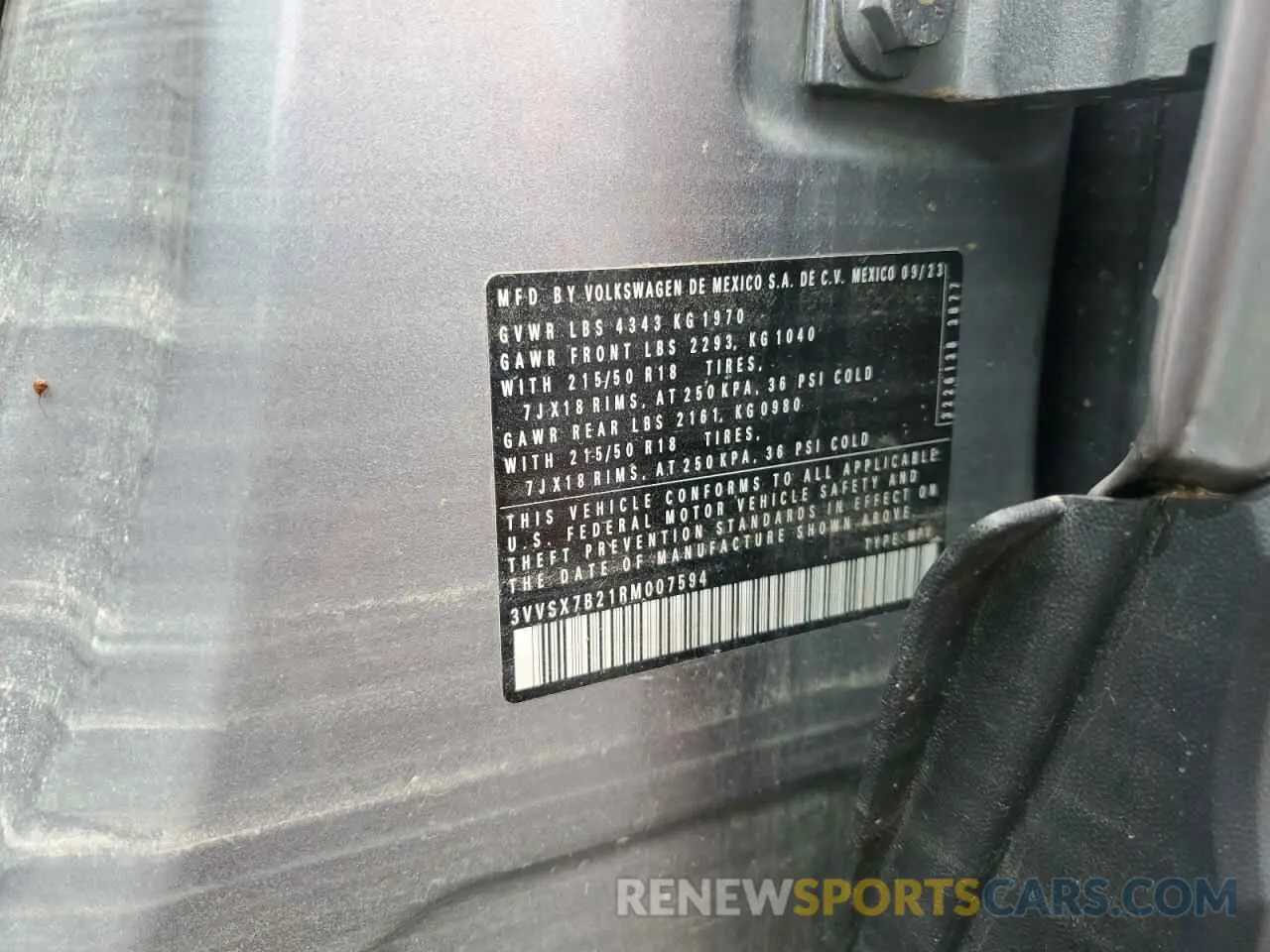 13 Photograph of a damaged car 3VVSX7B21RM007594 VOLKSWAGEN TAOS SE 2024