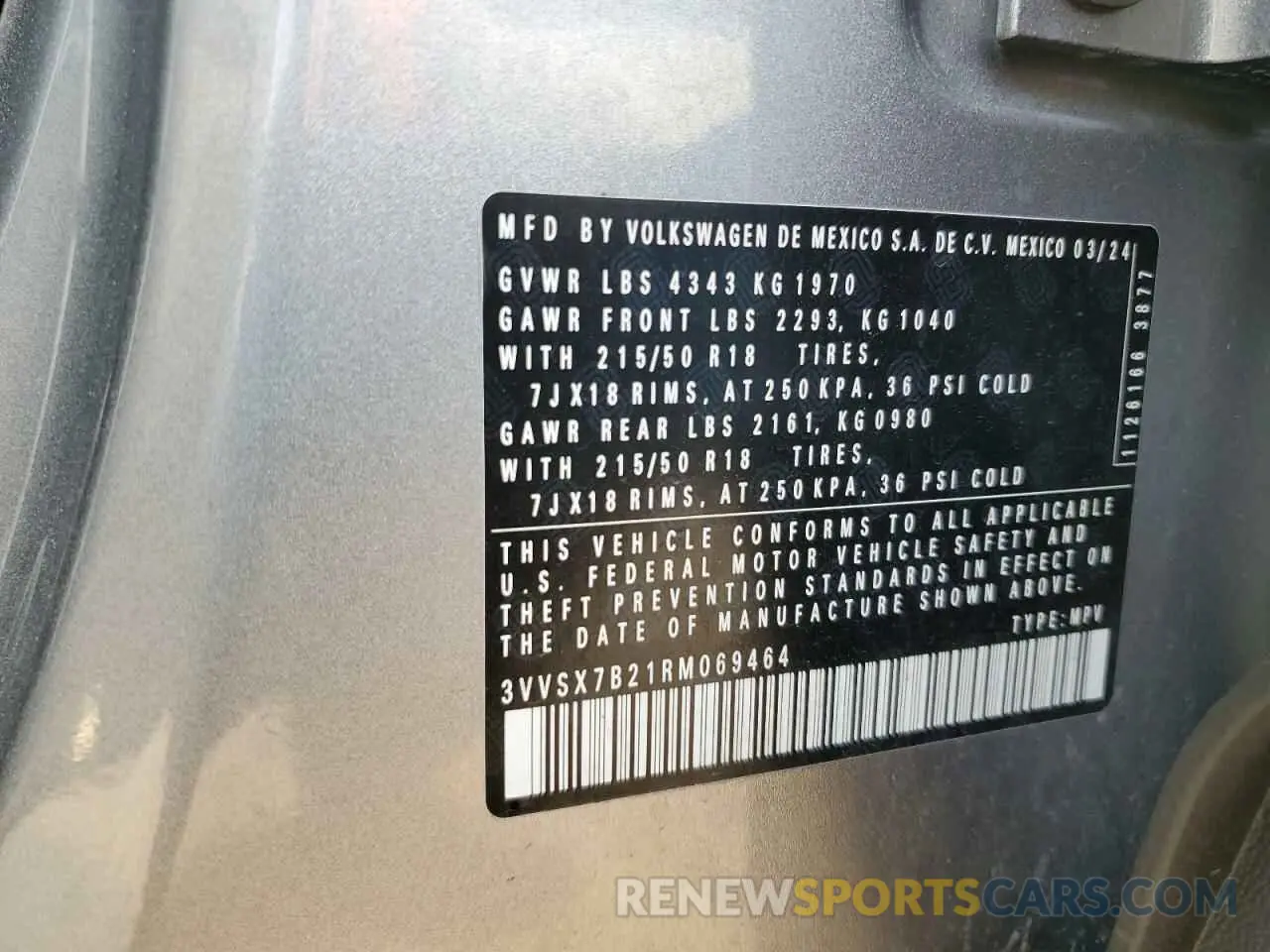 14 Photograph of a damaged car 3VVSX7B21RM069464 VOLKSWAGEN TAOS SE 2024