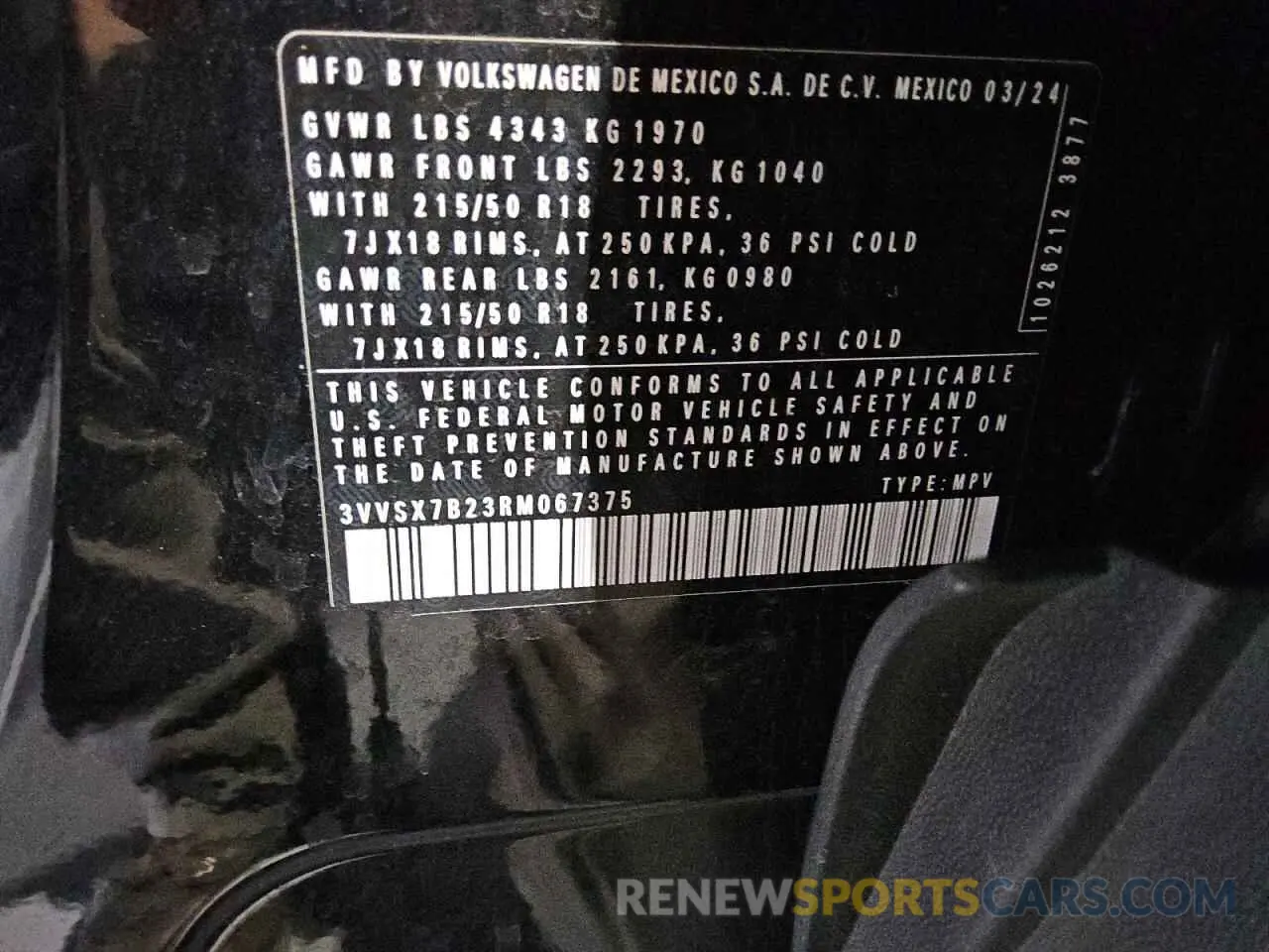13 Photograph of a damaged car 3VVSX7B23RM067375 VOLKSWAGEN TAOS SE 2024
