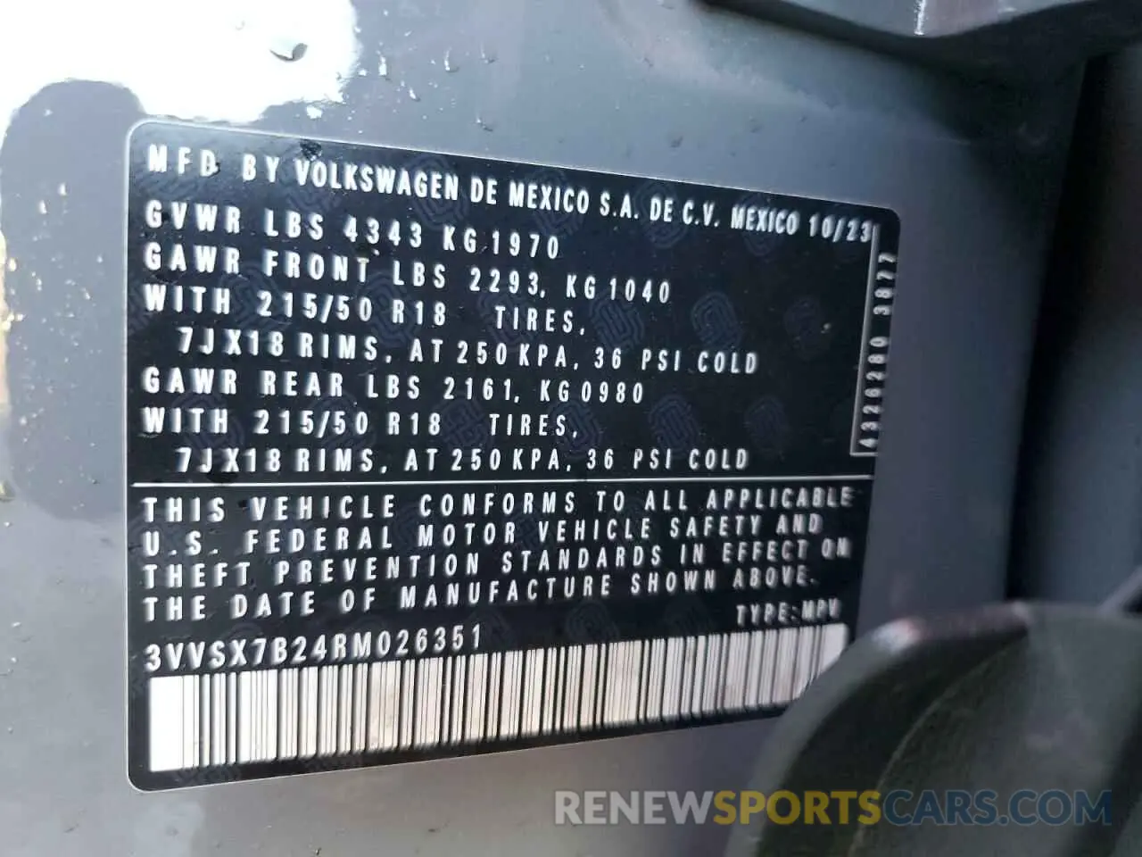 13 Photograph of a damaged car 3VVSX7B24RM026351 VOLKSWAGEN TAOS SE 2024