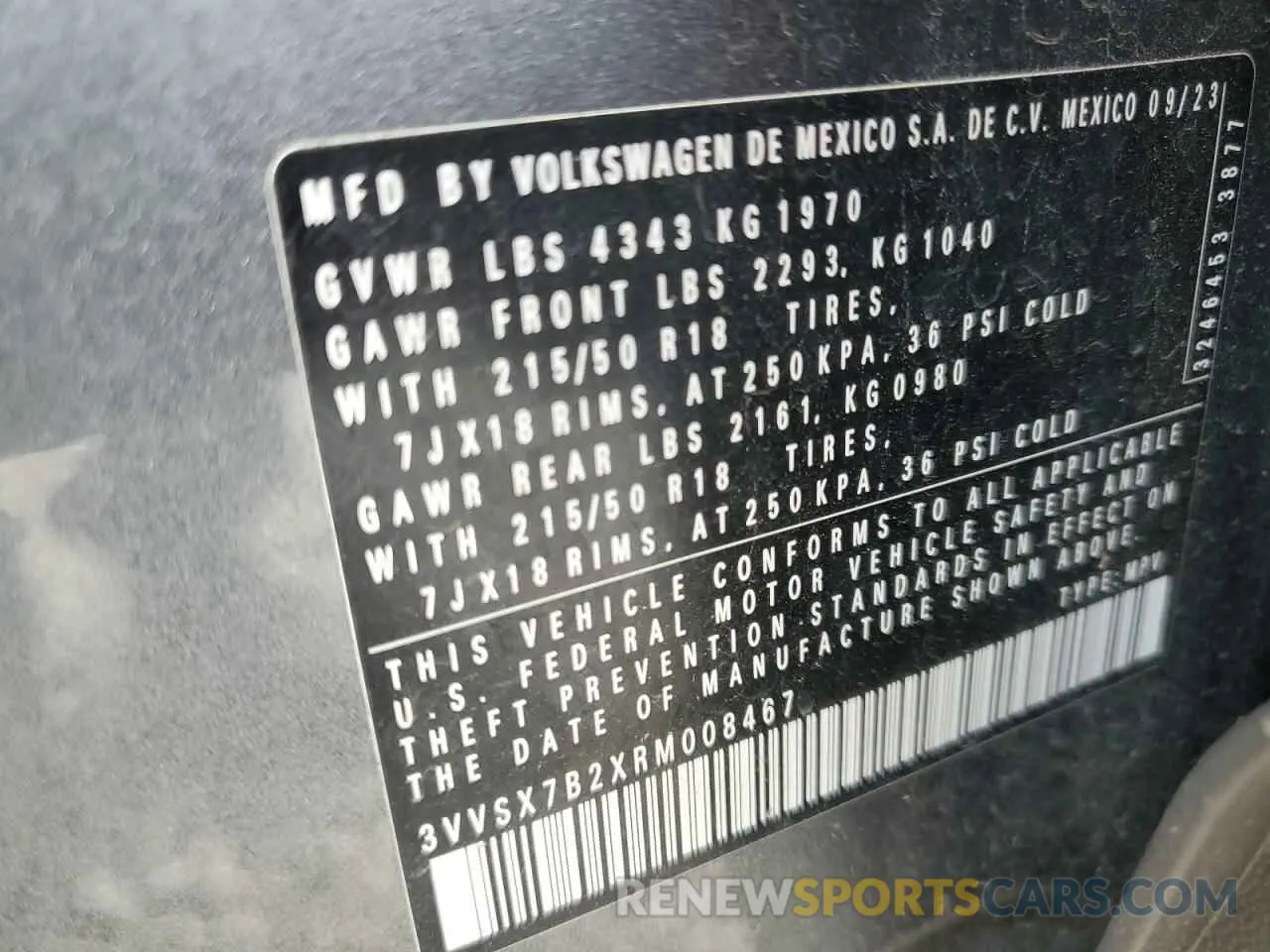 13 Photograph of a damaged car 3VVSX7B2XRM008467 VOLKSWAGEN TAOS SE 2024