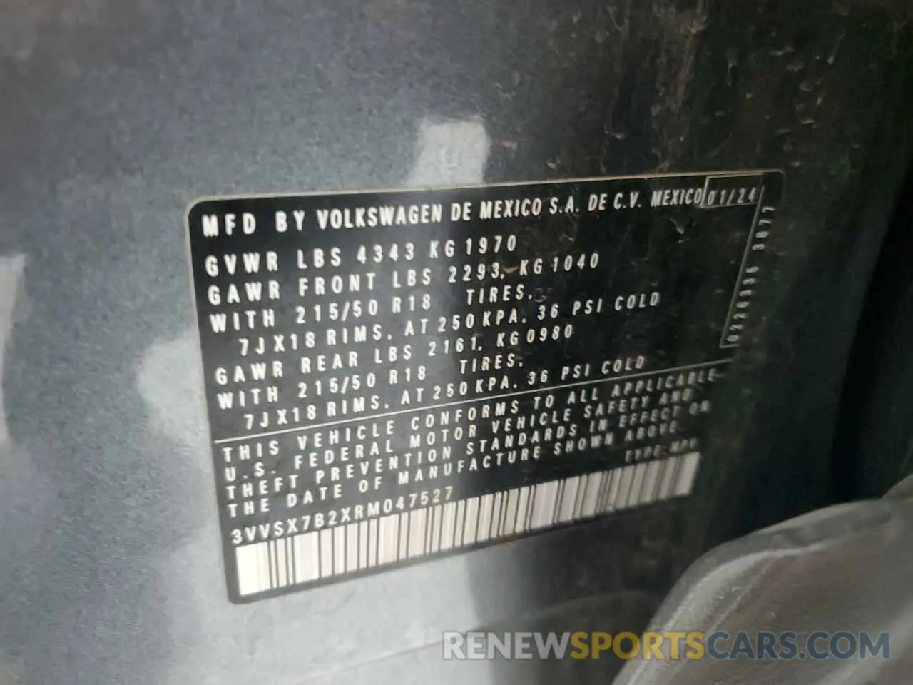 12 Photograph of a damaged car 3VVSX7B2XRM047527 VOLKSWAGEN TAOS SE 2024