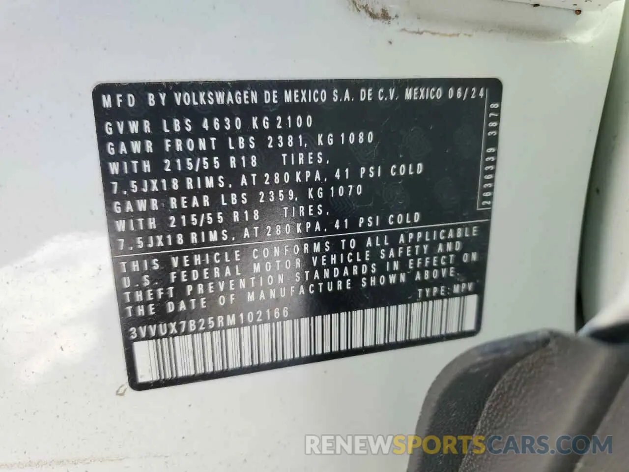 13 Photograph of a damaged car 3VVUX7B25RM102166 VOLKSWAGEN TAOS SE 2024