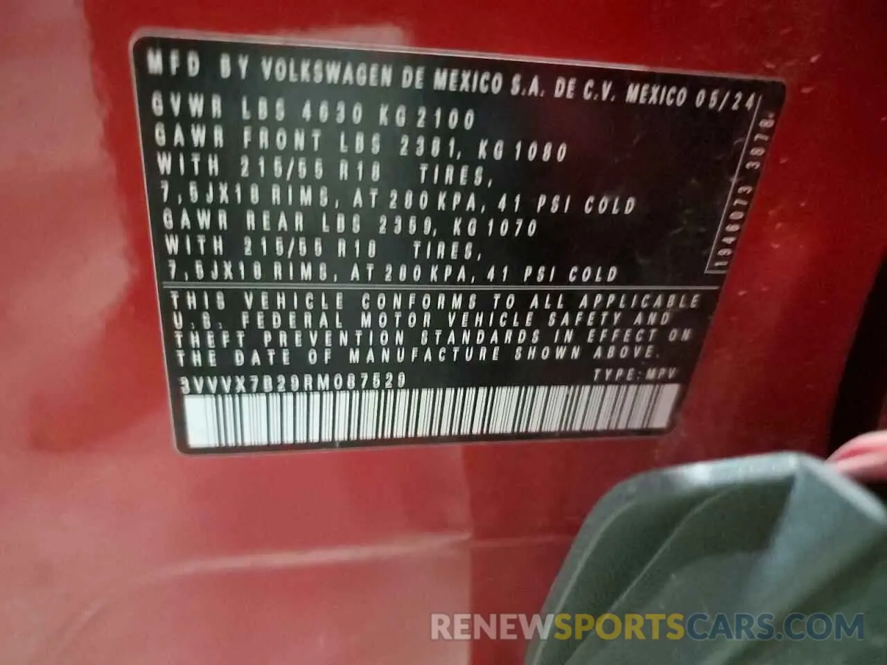 13 Photograph of a damaged car 3VVVX7B29RM087529 VOLKSWAGEN TAOS SE 2024