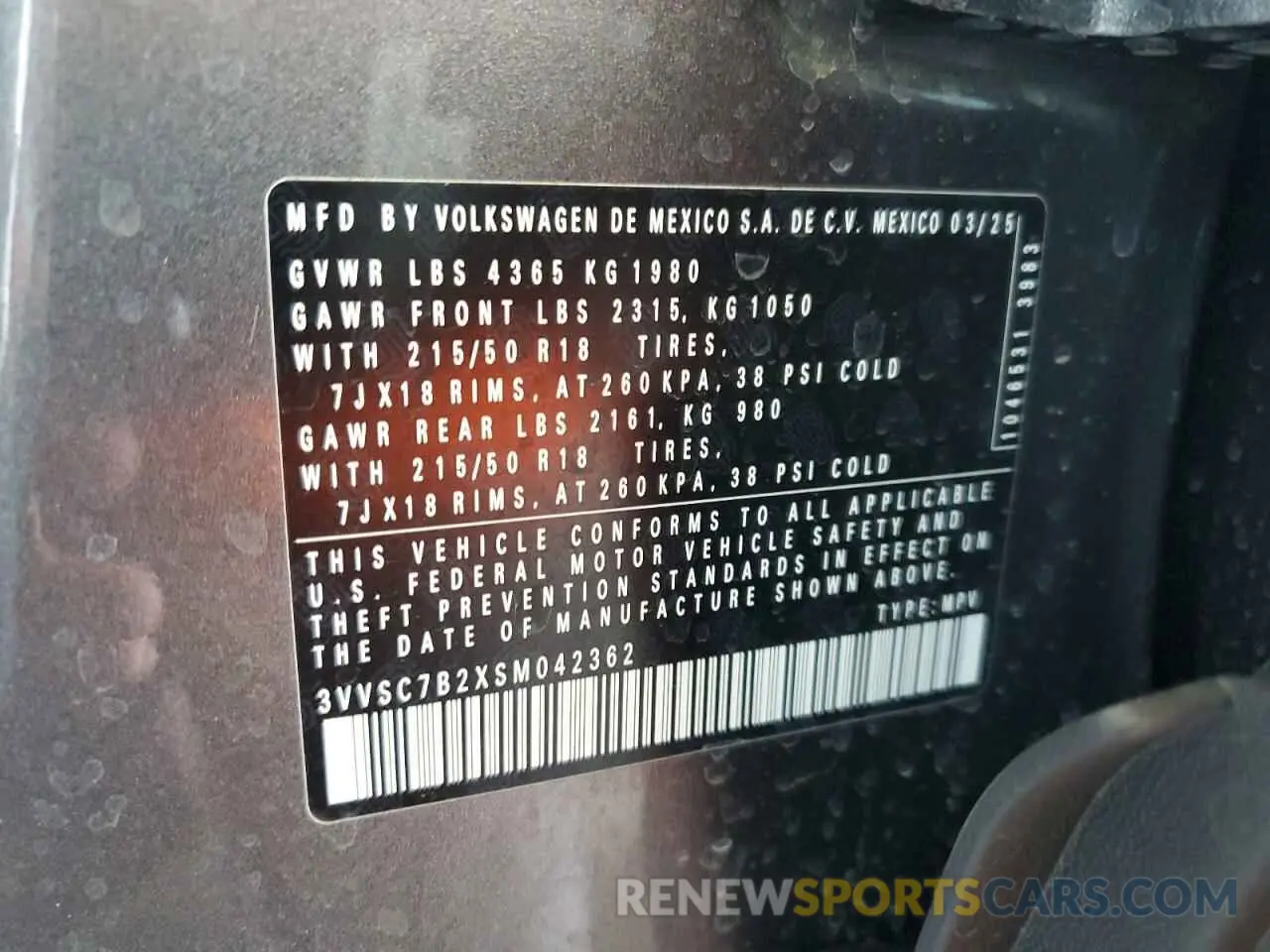 12 Photograph of a damaged car 3VVSC7B2XSM042362 VOLKSWAGEN TAOS SE 2025
