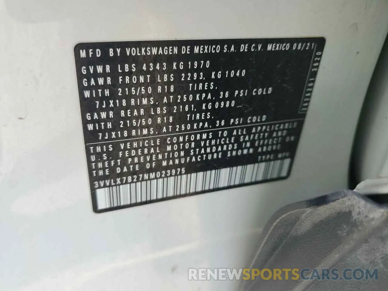 13 Photograph of a damaged car 3VVLX7B27NM023975 VOLKSWAGEN TAOS SE IQ 2022