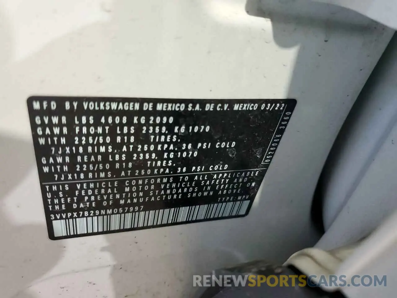 13 Photograph of a damaged car 3VVPX7B29NM057997 VOLKSWAGEN TAOS SE IQ 2022