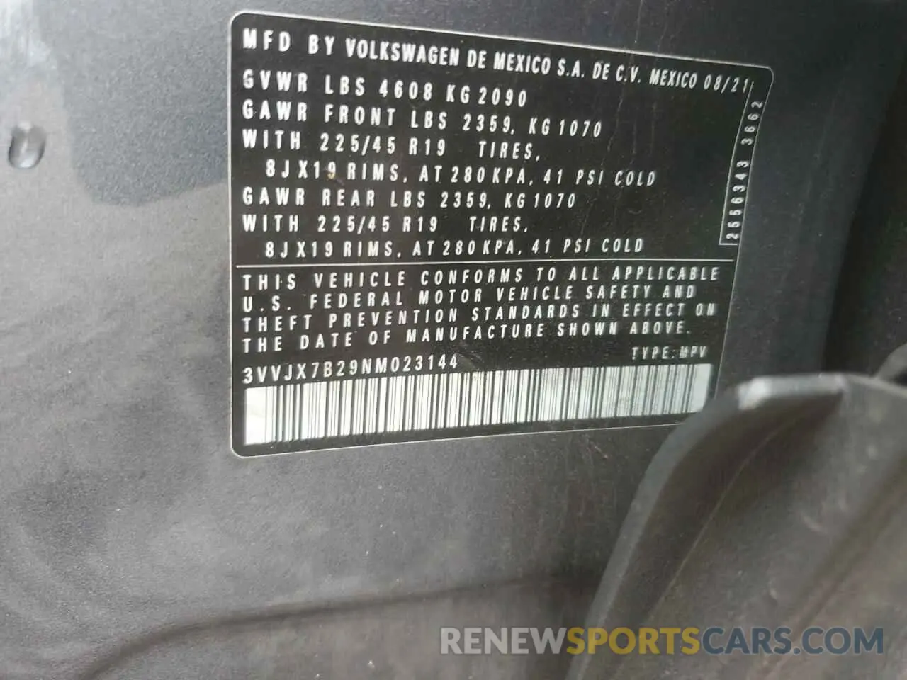 14 Photograph of a damaged car 3VVJX7B29NM023144 VOLKSWAGEN TAOS SEL 2022