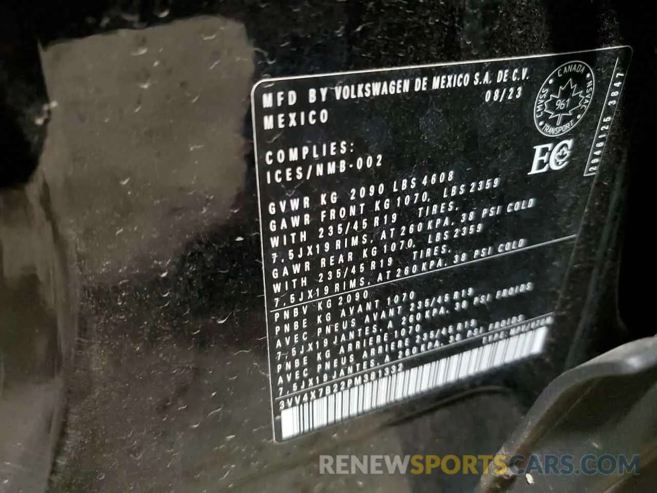 13 Photograph of a damaged car 3VV4X7B22PM381332 VOLKSWAGEN TAOS SEL 2023
