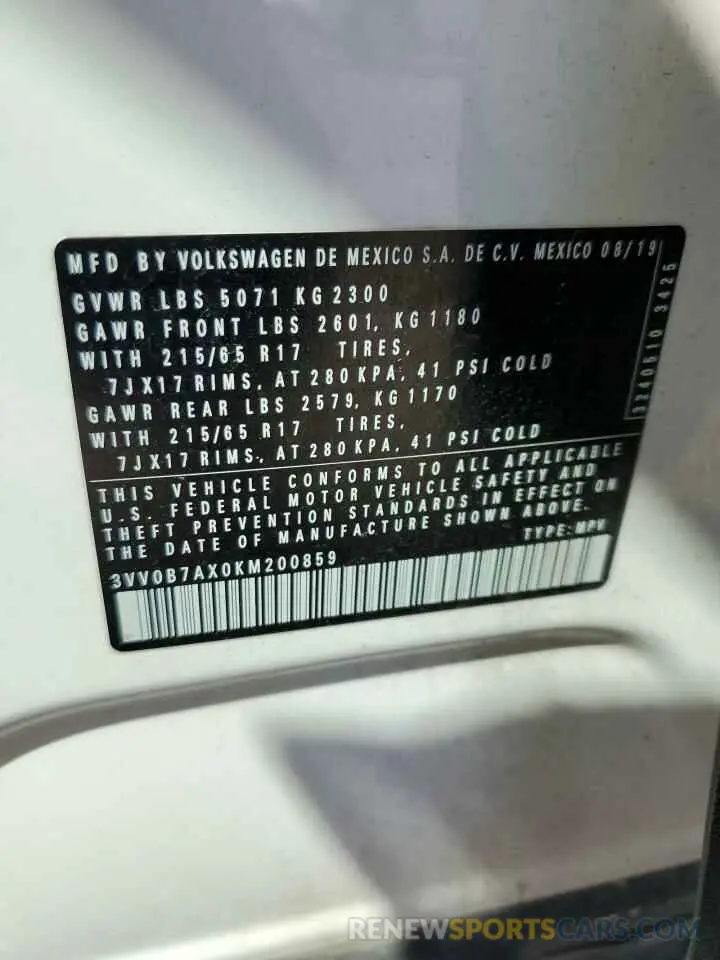 13 Photograph of a damaged car 3VV0B7AX0KM200859 VOLKSWAGEN TIGUAN 2019
