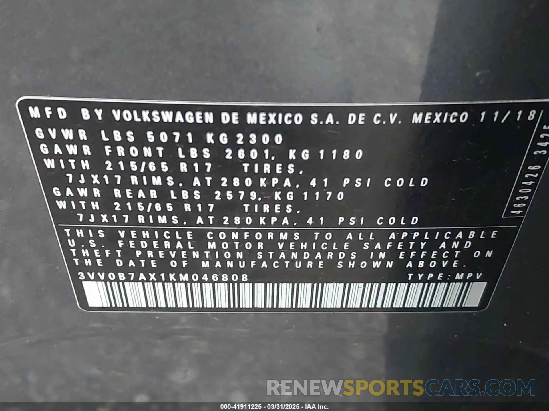 9 Photograph of a damaged car 3VV0B7AX1KM046808 VOLKSWAGEN TIGUAN 2019