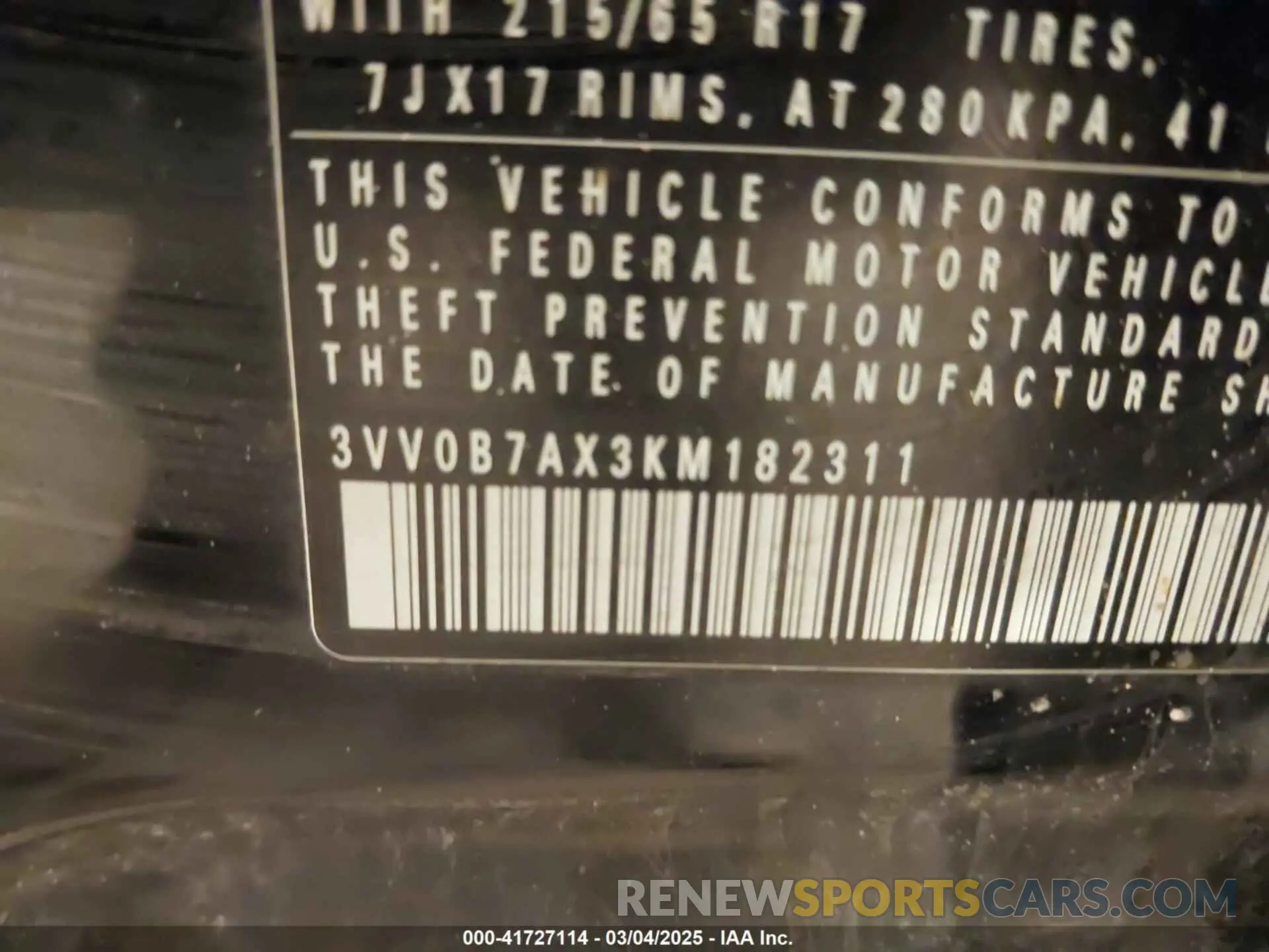 9 Photograph of a damaged car 3VV0B7AX3KM182311 VOLKSWAGEN TIGUAN 2019