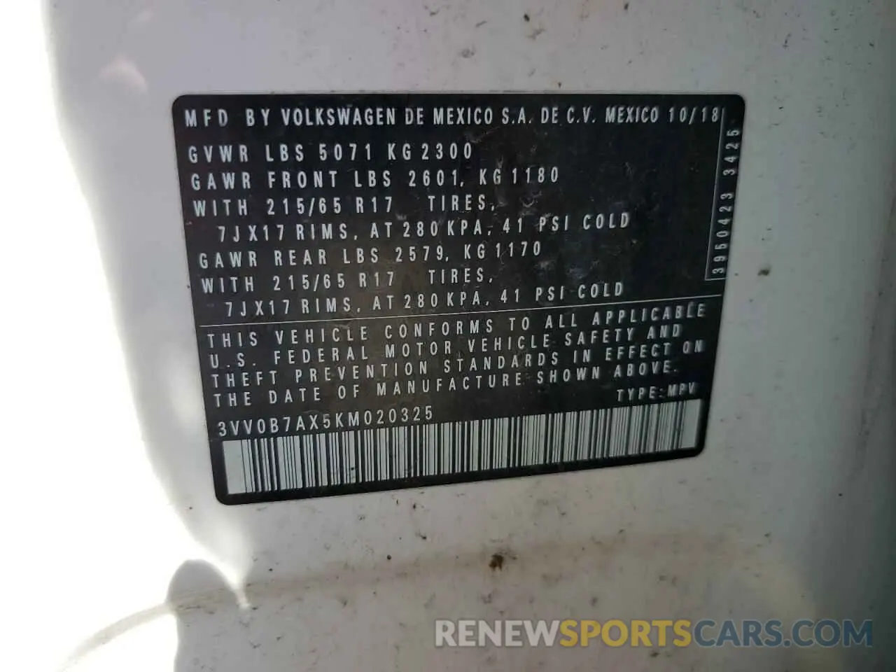 14 Photograph of a damaged car 3VV0B7AX5KM020325 VOLKSWAGEN TIGUAN 2019
