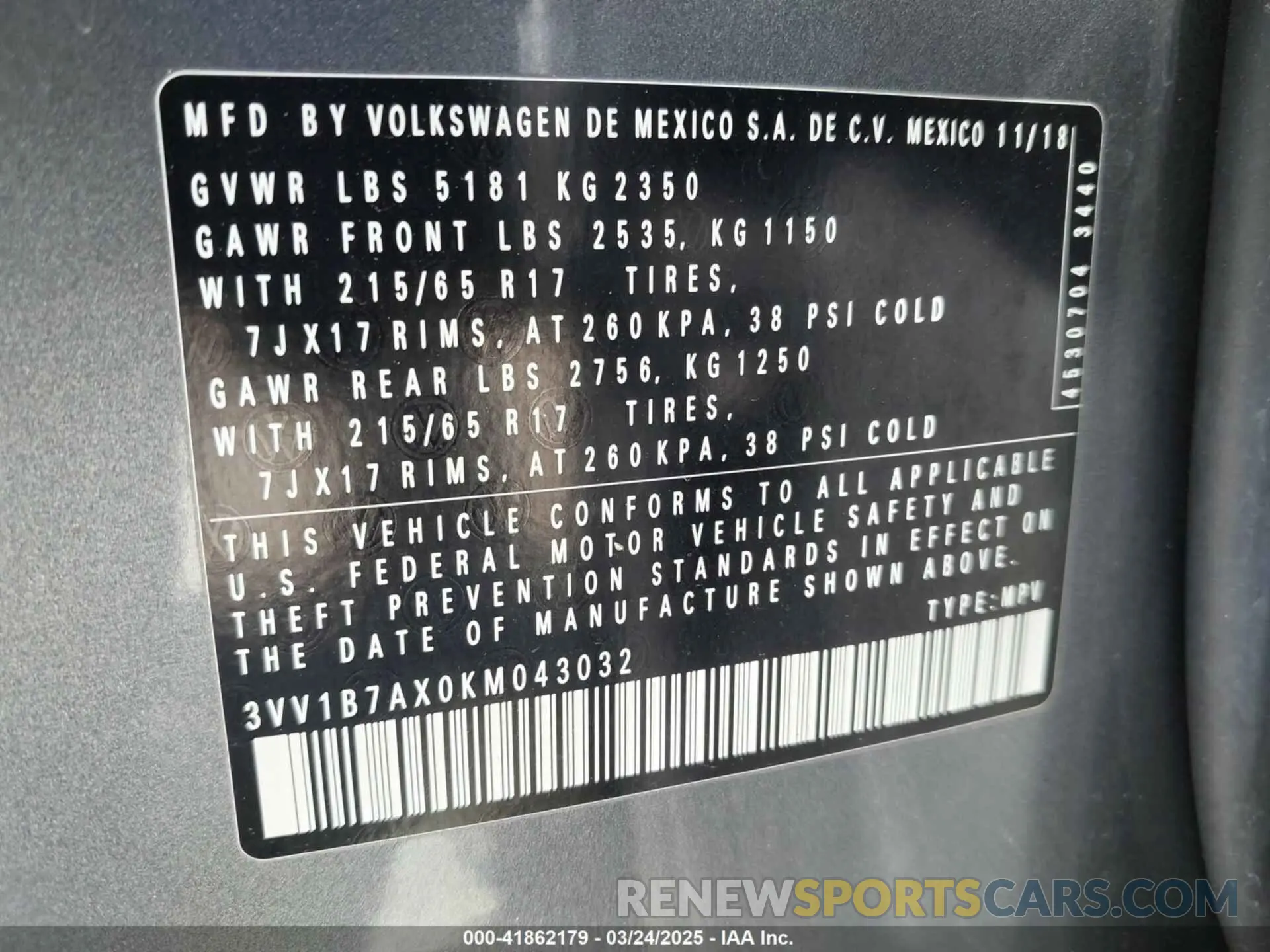 9 Photograph of a damaged car 3VV1B7AX0KM043032 VOLKSWAGEN TIGUAN 2019
